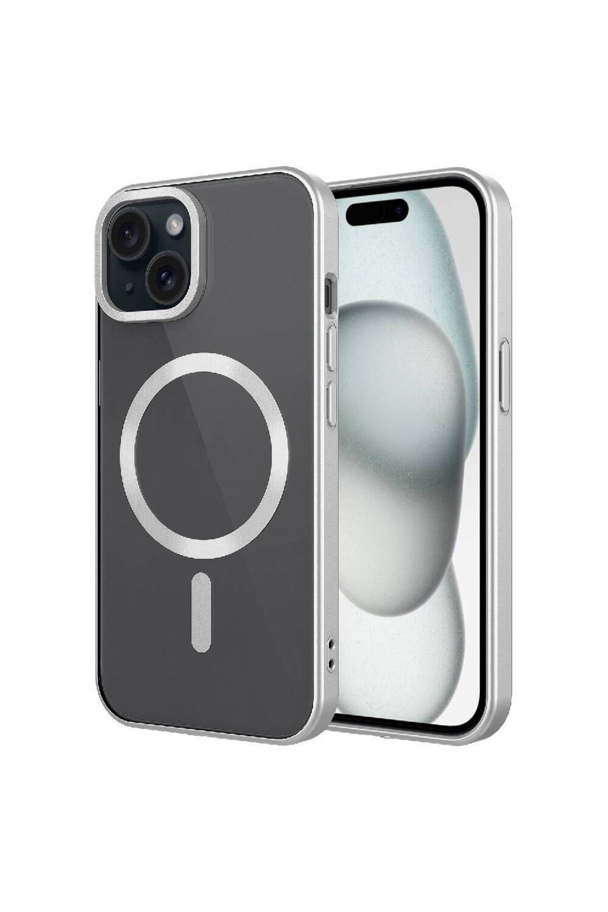 halkhouse İphone 15 Plus Kılıf Mat Tasarımlı Magsafe Wireless Şarj Özellikli Renkli İnce Silikon Mat Setro Kap