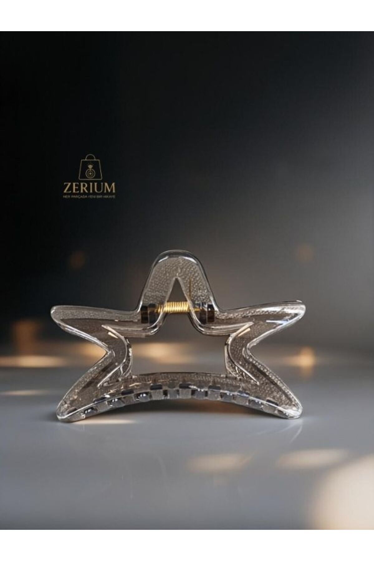 ZERİUM Yıldız Desenli Mandal Toka – Şeffaf ve Canlı Renkli Kadın Toka (11Cm)