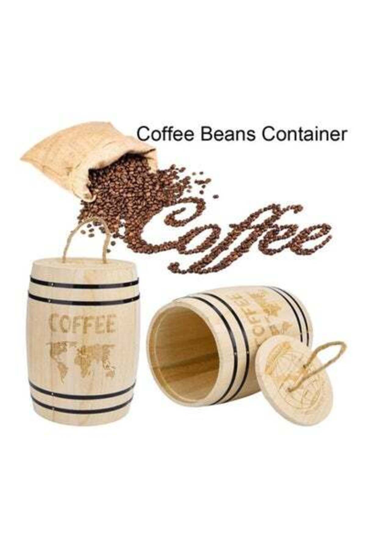 HALAMODO-Airtight Wooden Coffee Bean Container Beige 6.9 x 4.5inch 4