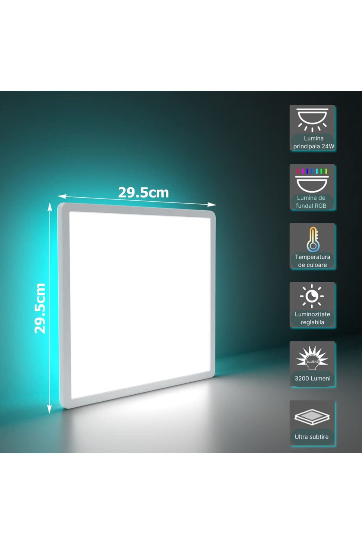 MaGeCa-Intelligent LED Ceiling Light, RGB 24w, Adjustable Temperature and Light Intensity, Remote Control 4