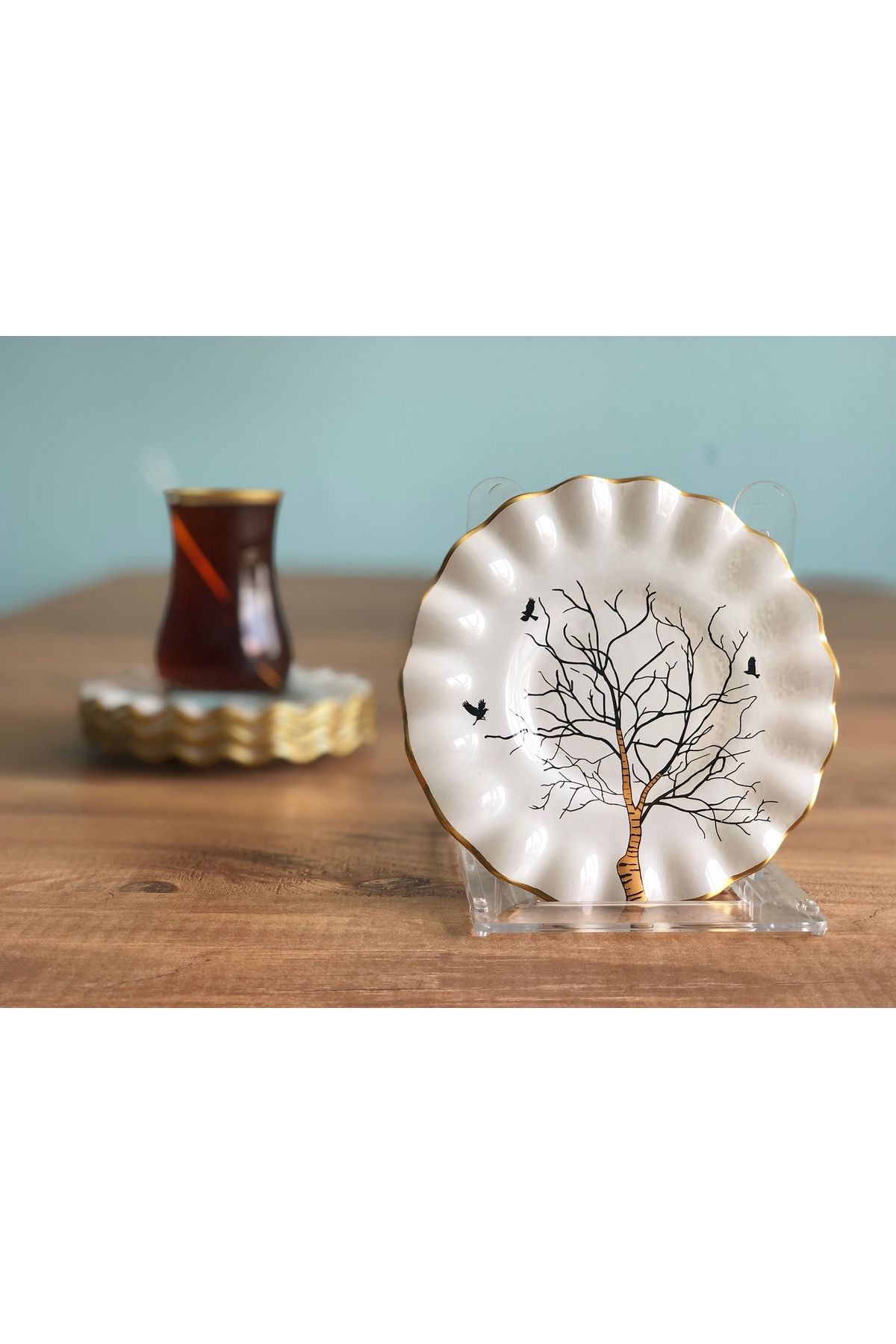 B&M-Tree Patterned Curved Tea Plate 6 Pieces 2
