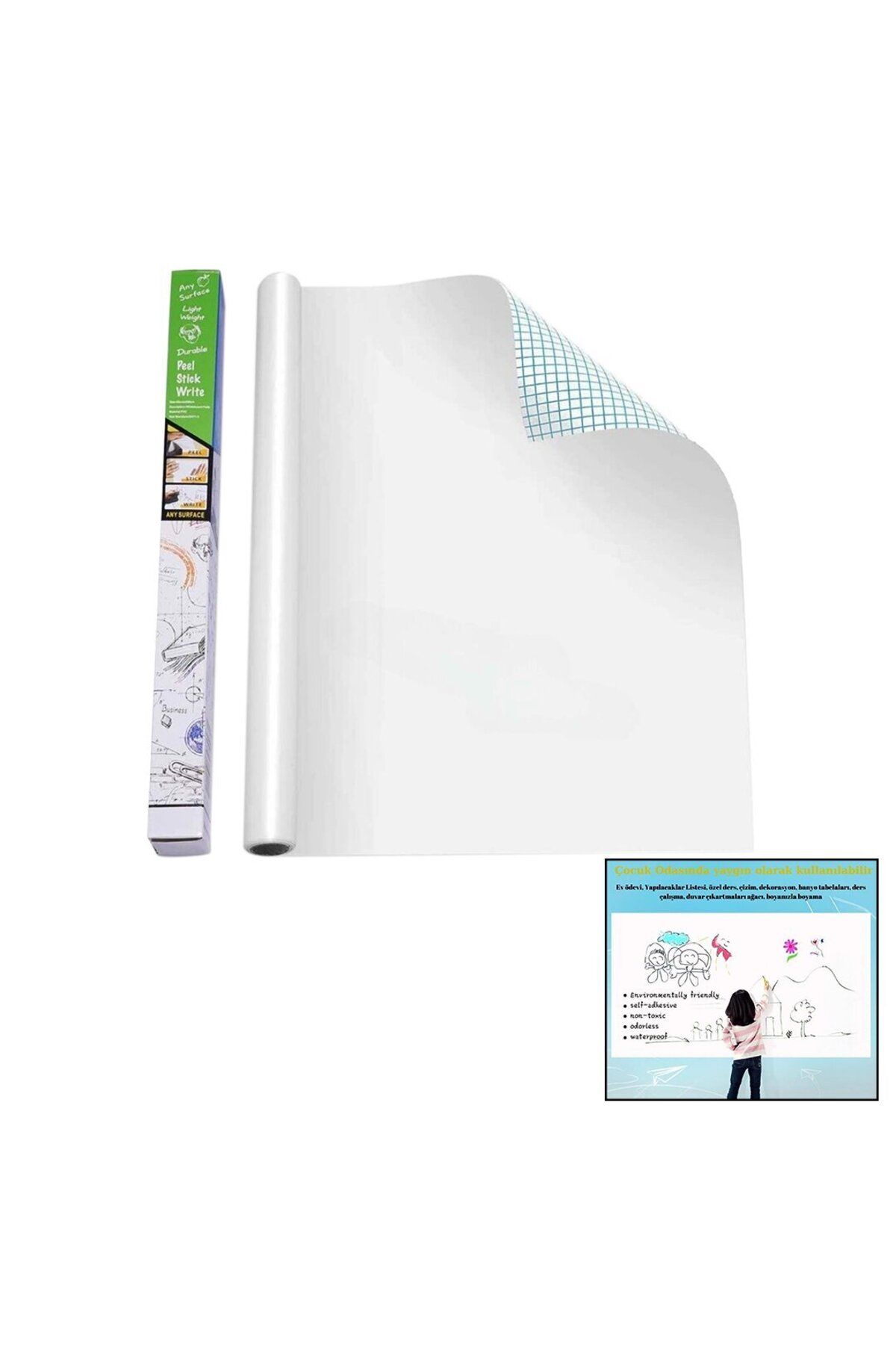 Vemora YAPIŞKANLI BEYAZ TAHTA PVC FOLYO STİCKER - KALEM 60X200CM (5166)
