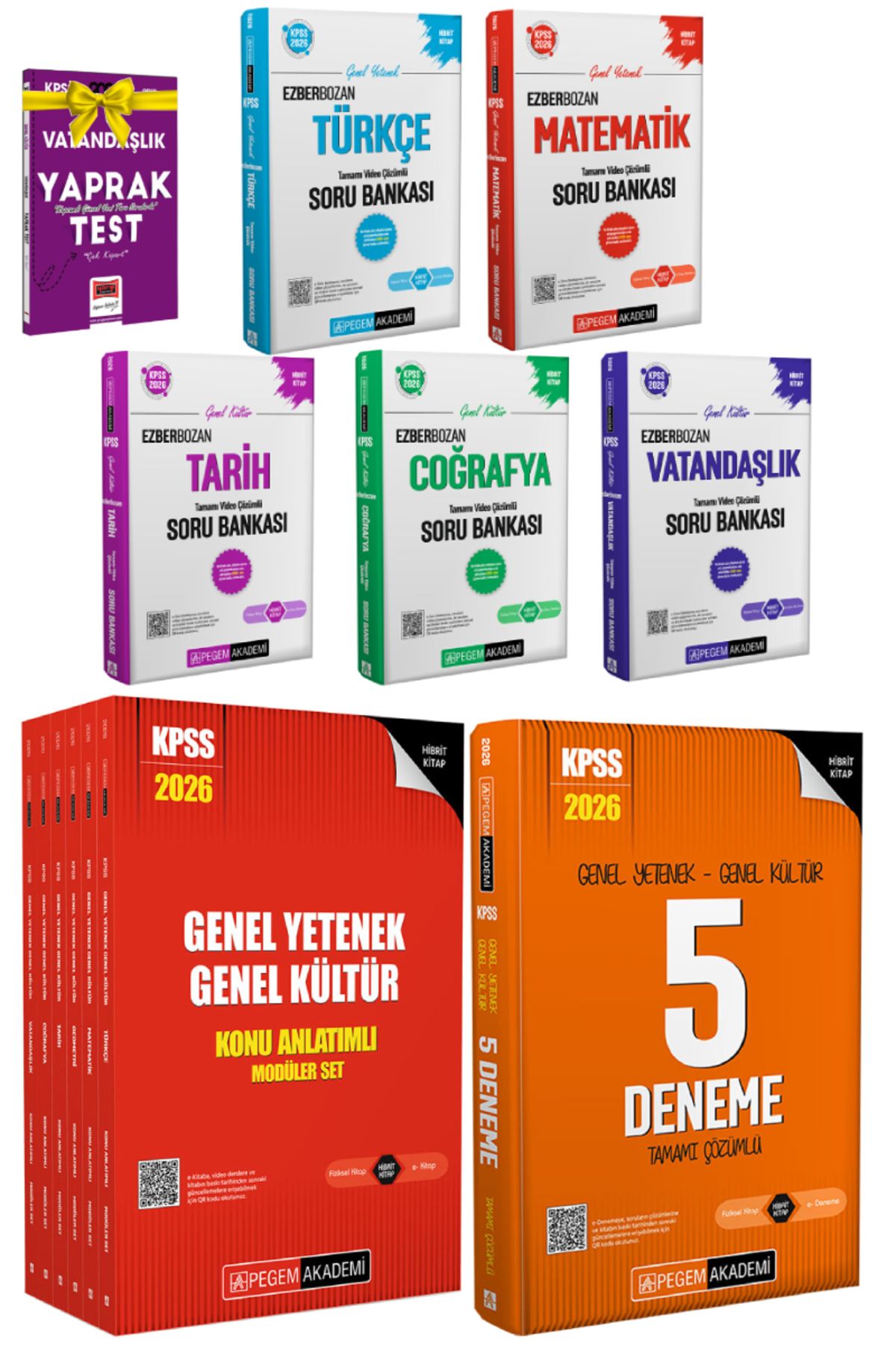 Pegem Akademi Yayıncılık 2026 Pegem KPSS Ezberbozan Soru Bankası Seti+GYGK Konu Anlatım Seti+KPSS 5 Deneme+