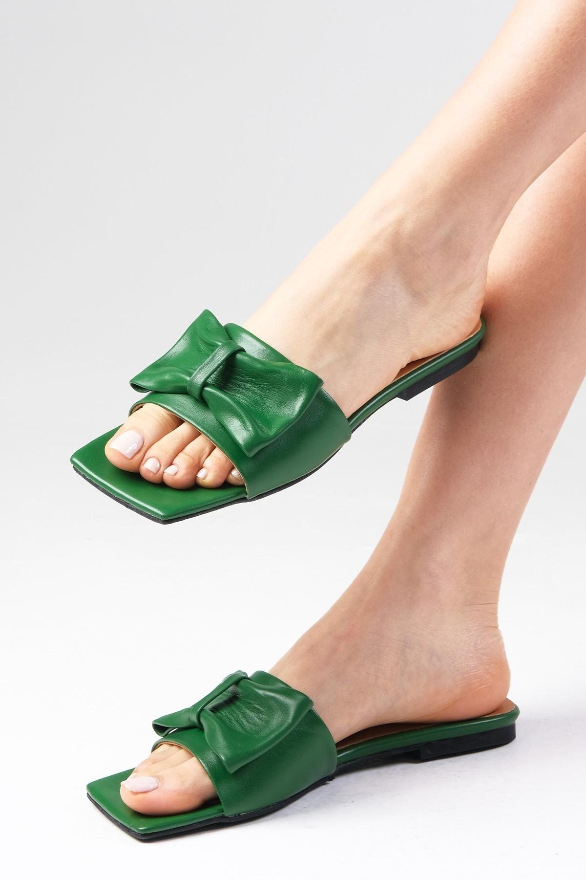 دمپایی سبز زنانه Cristina Green Heelless Slipper Flat Mio Gusto