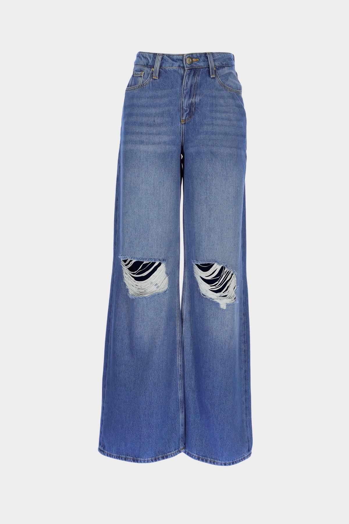 CROSS JEANS Weslie Açık Mavi Yüksek Bel Fermuarlı Yırtıklı Jean Pantolon C 4530-224