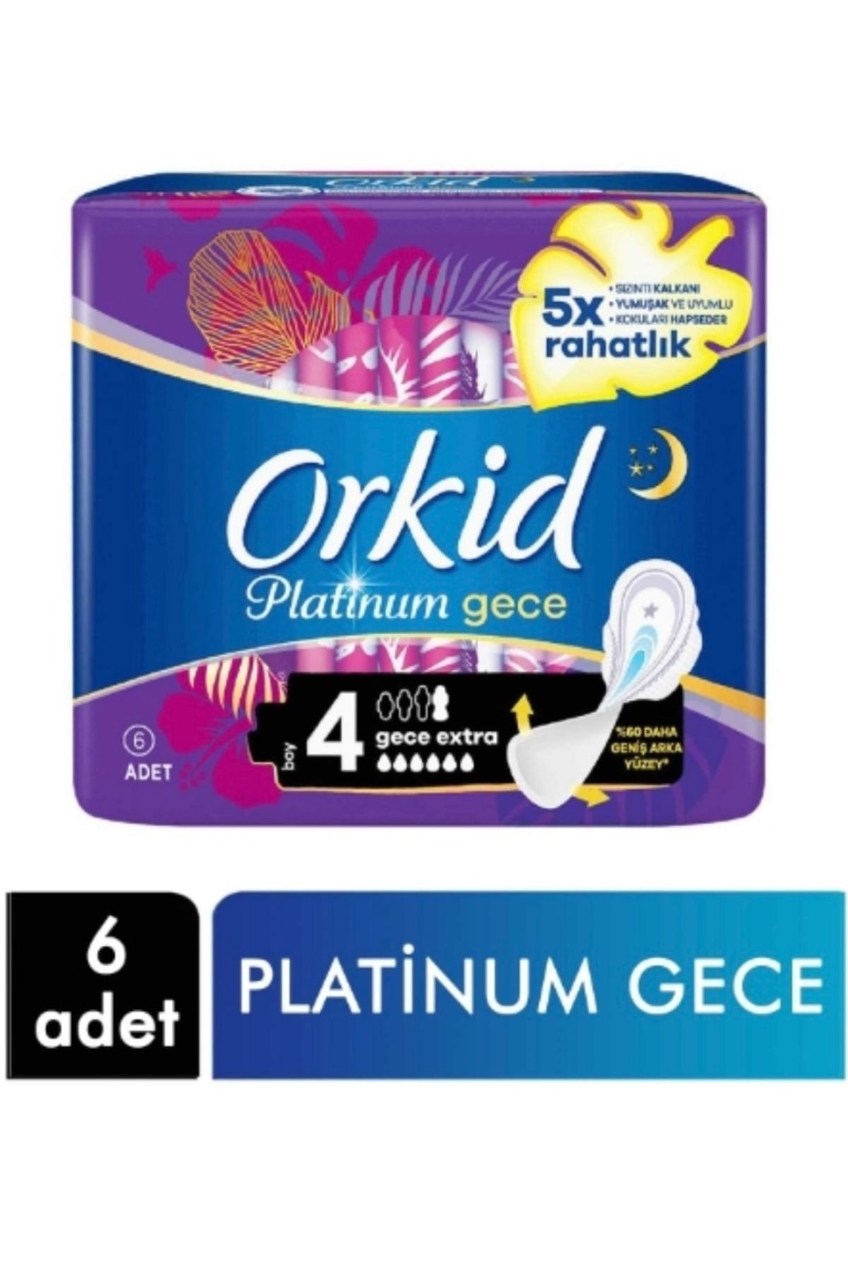 Orkid Hijyenik Ped Platinum 6'lı Gece Extra X 6 - 36 Adet