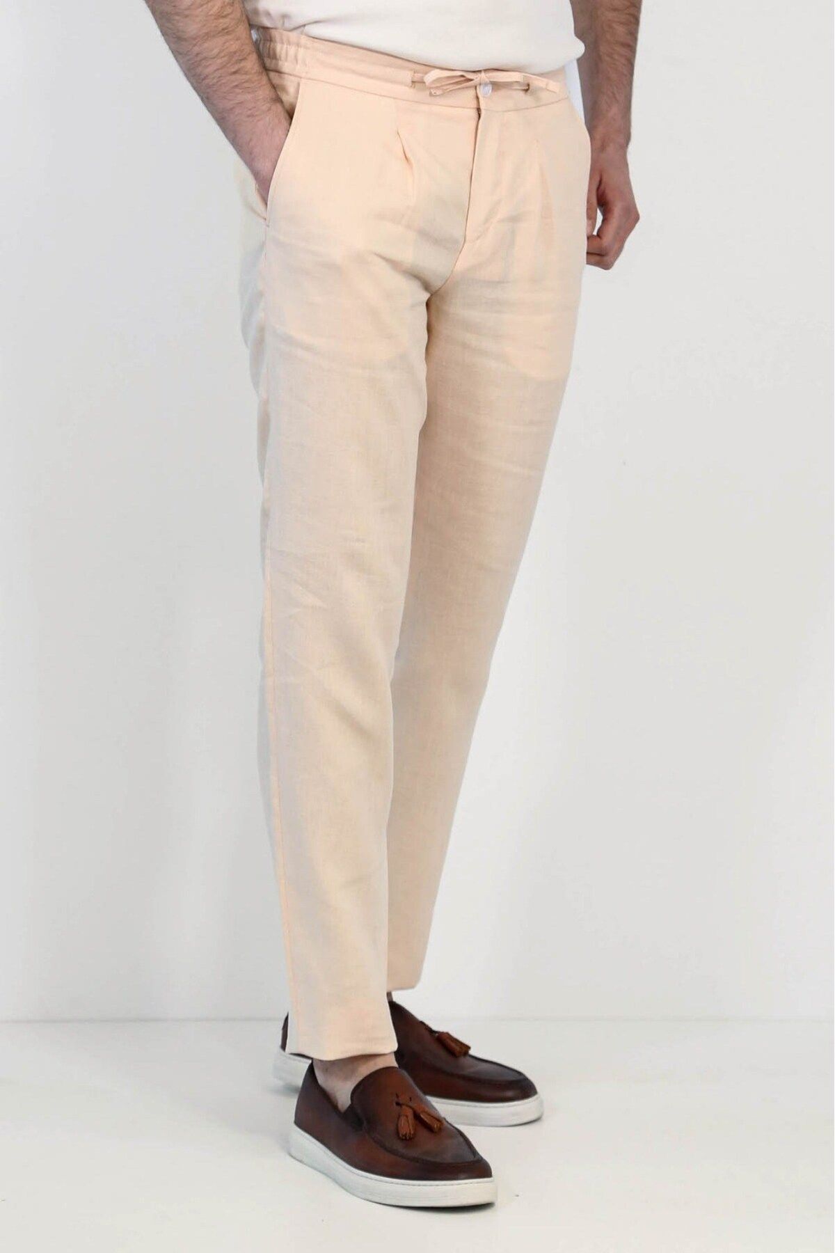 Velvarde KETEN JOGGER+İPLİ LASTLİKLİ PANT. SOMON