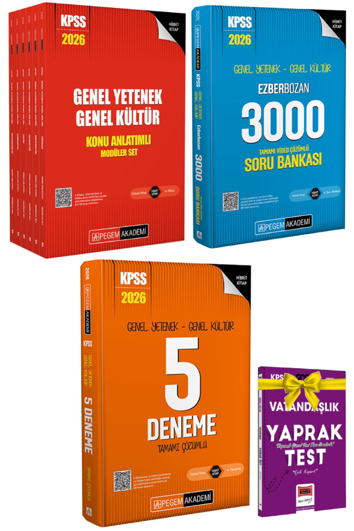 Pegem Akademi Yayıncılık 2026 Pegem KPSS Ezberbozan 3000 Soru Bankası+GYGK Konu Anlatım Seti+KPSS 5 Deneme+Hediye