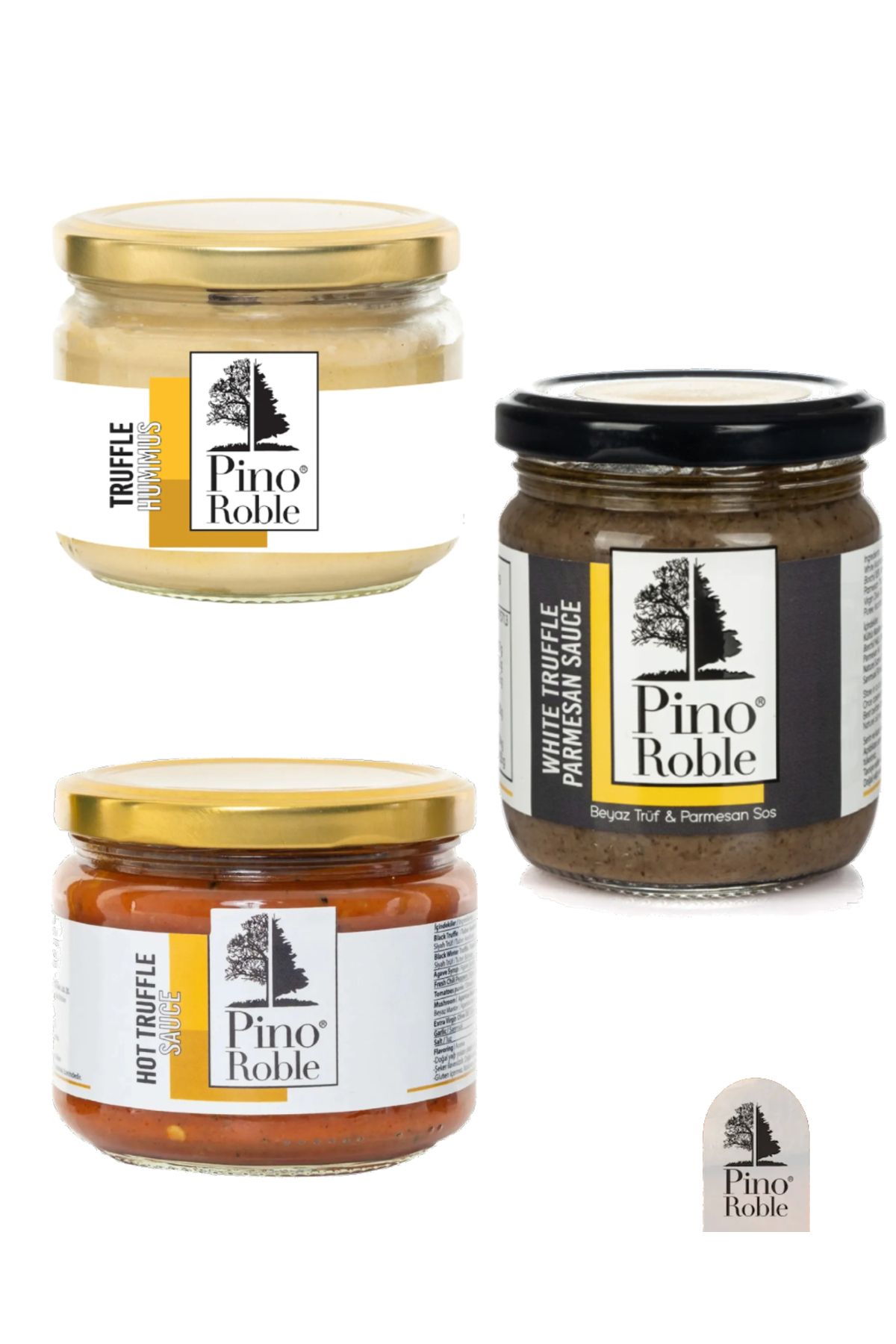 PinoRoble Trüf Tanışma Seti - Truffle Humus Hot Truffle Sos White Truffle Parmesan Sos 3 Lü Pake