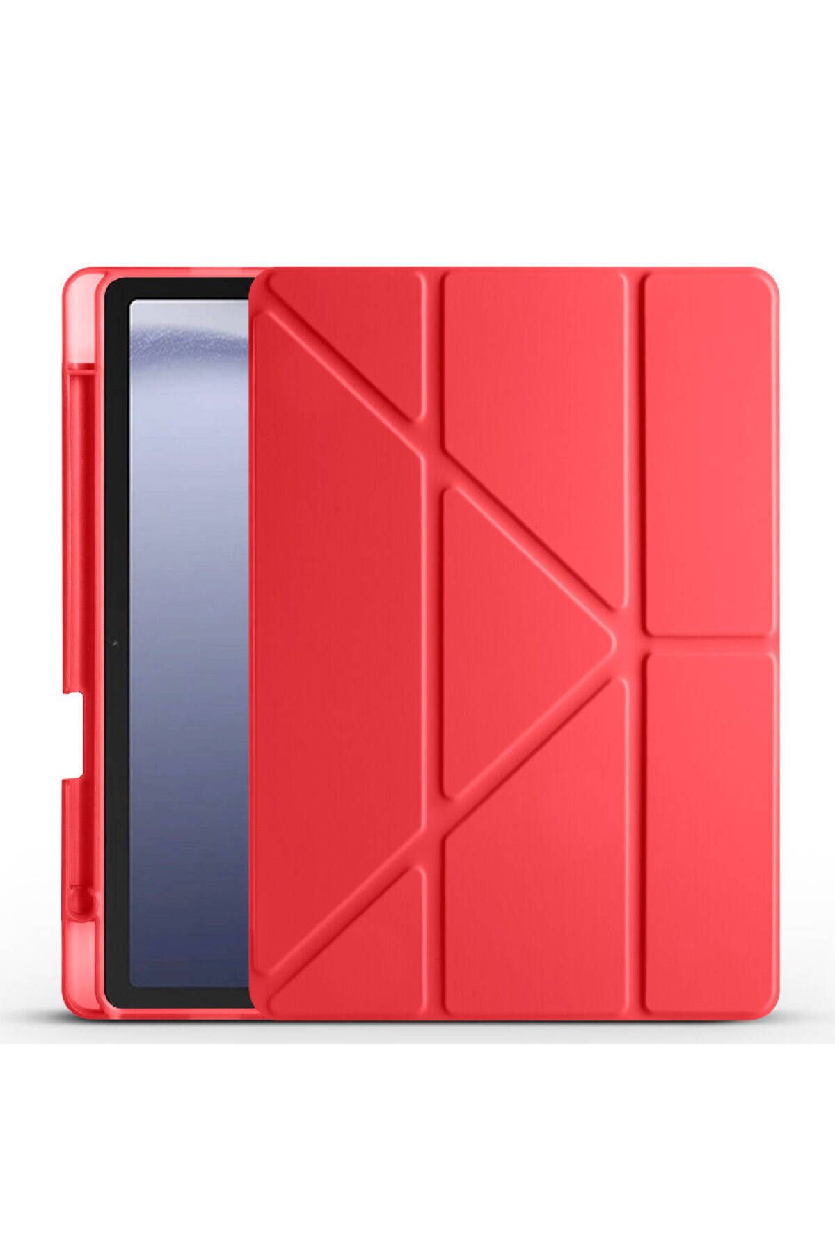 UMEYIR Galaxy Tab A9 Kılıf Uyumlu SYS Tri Folding Kalem Bölmeli Standlı Kılıf-Kırmızı