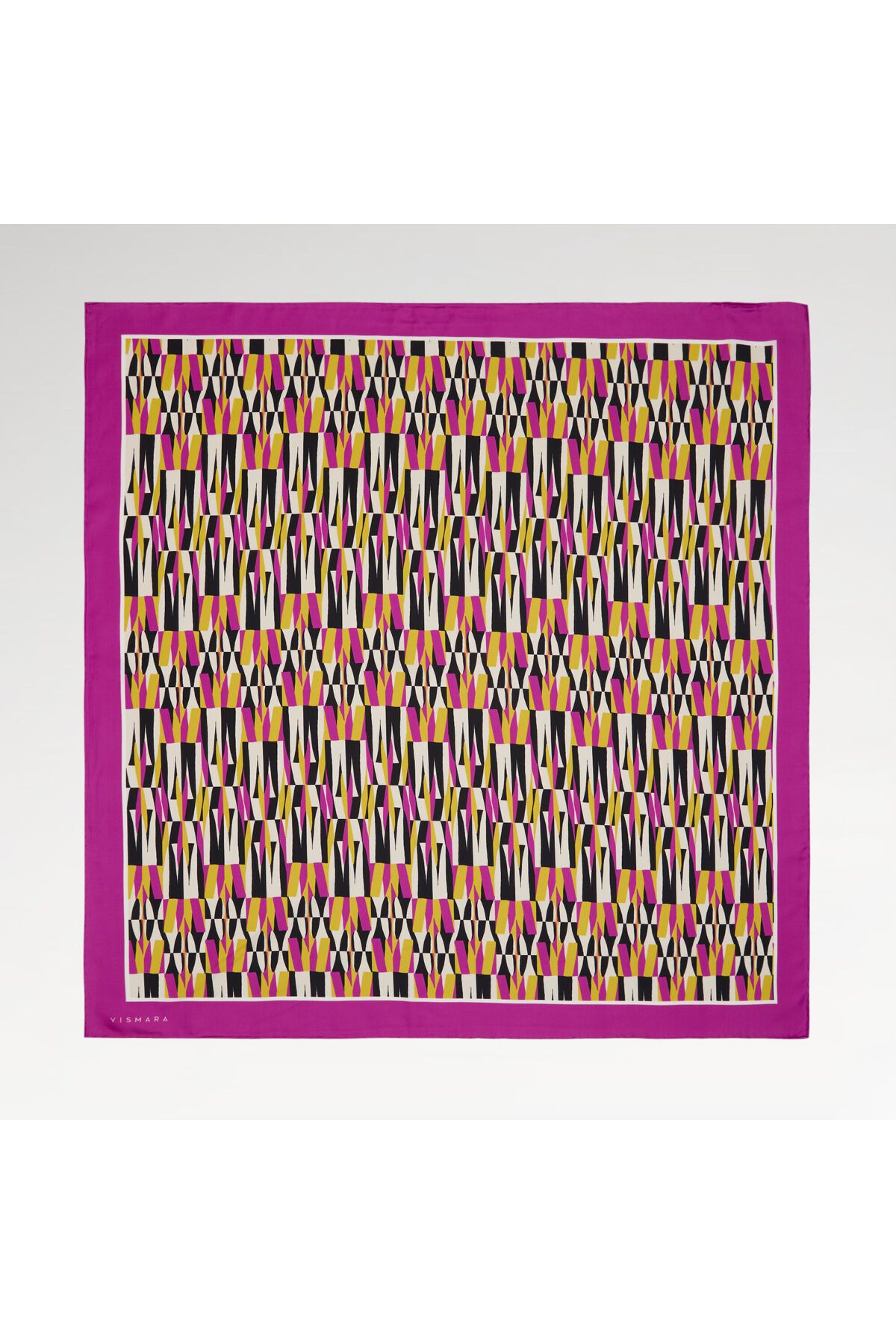 Vismara Pembe İkat Retro Desenli Twill İpek Eşarp