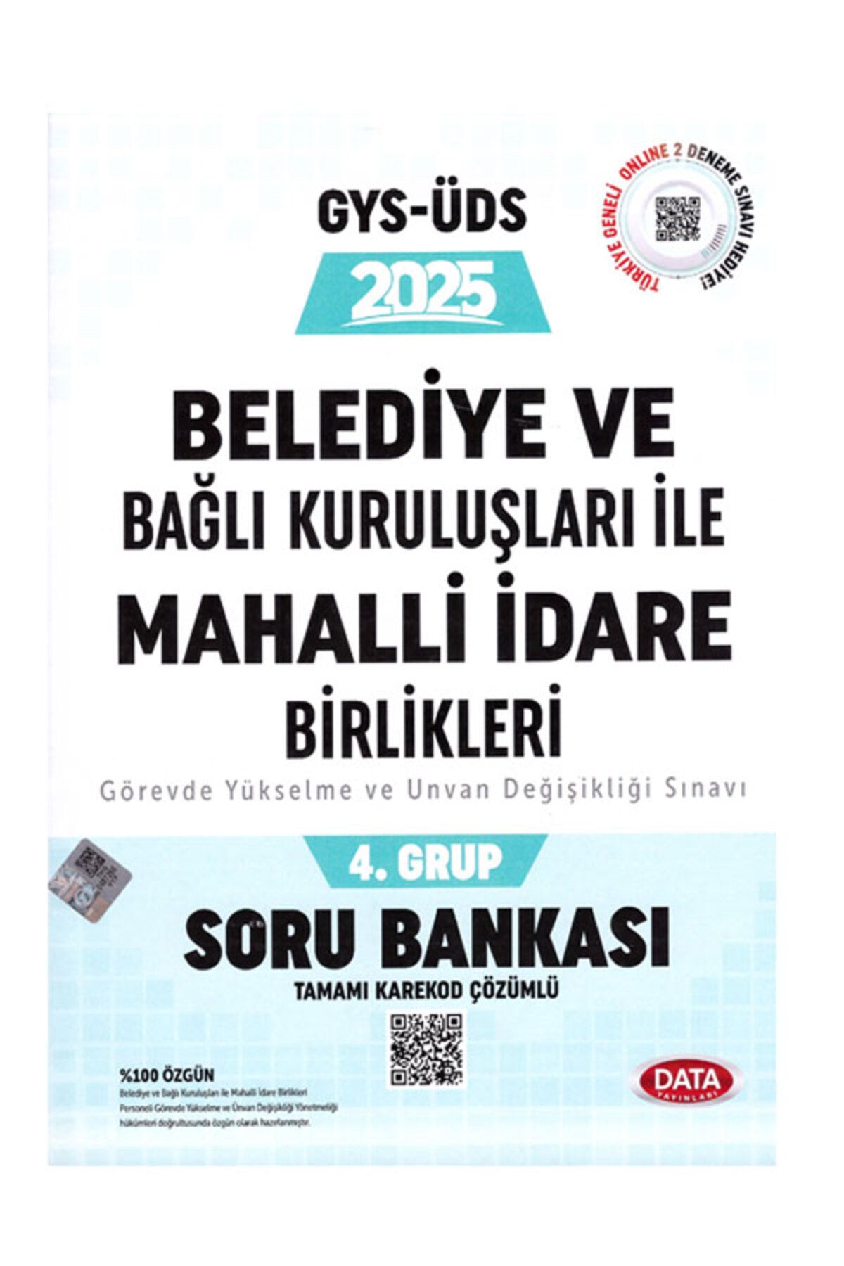 Data Yayınları 2025 gys üds MAHALLİ İDARE BİRLİKLERİ 4.Grup Görevde Yükselme Sınavı Soru Bankası Kitabı