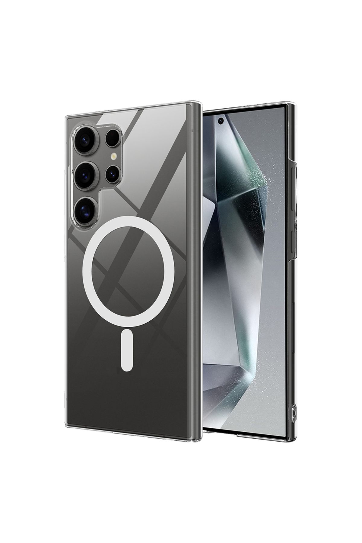 System Com Galaxy S25 Ultra Uyumlu Kılıf Kamera Korumalı Magsafe Sert PC SYS Porto Kapak-Şeffaf