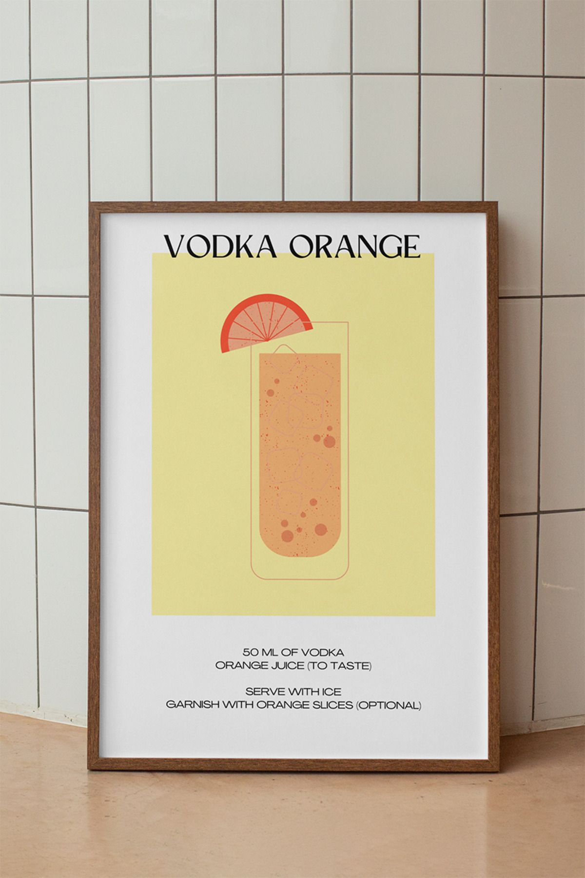 baselith Orange Kokteyl Tarifi Posteri - Renkli Modern İçecek Mutfak Bar Duvar Dekor - Çerçevesiz Baskı