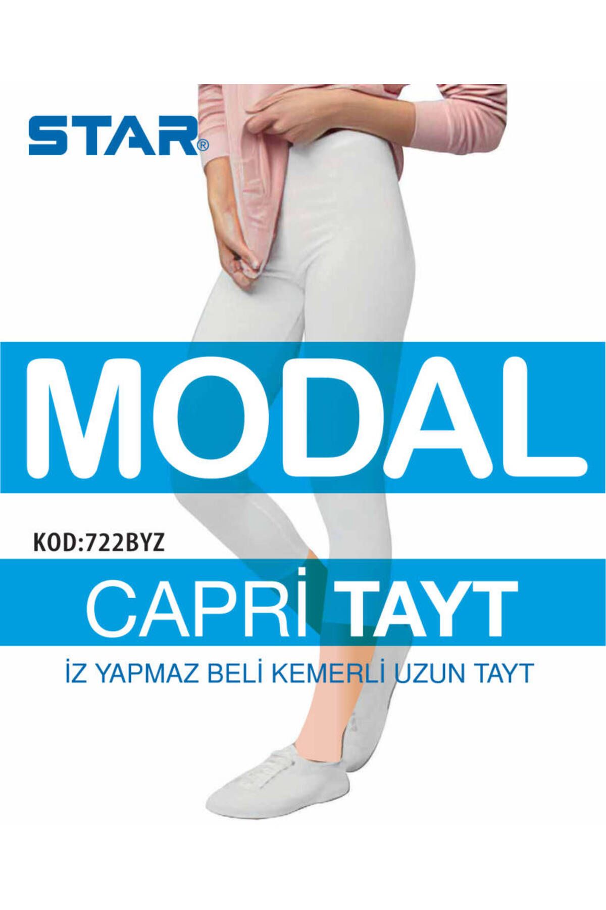 Star KADIN BEYAZ MODAL DİZ ALTI KAPRİ TAYT