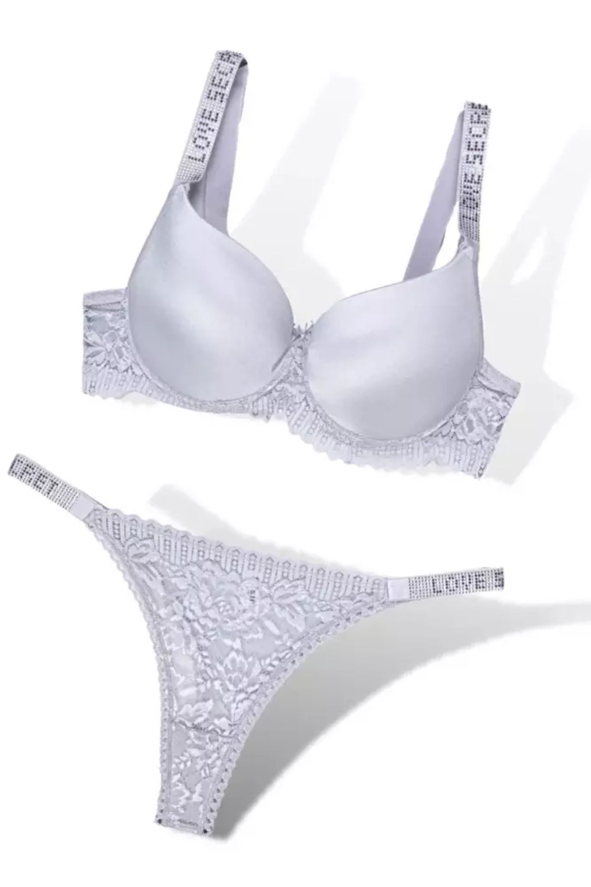 Star Tılsım Lingerie Gri Love Secret Taşlı Mikro Dolgulu Sütyen Takım 250