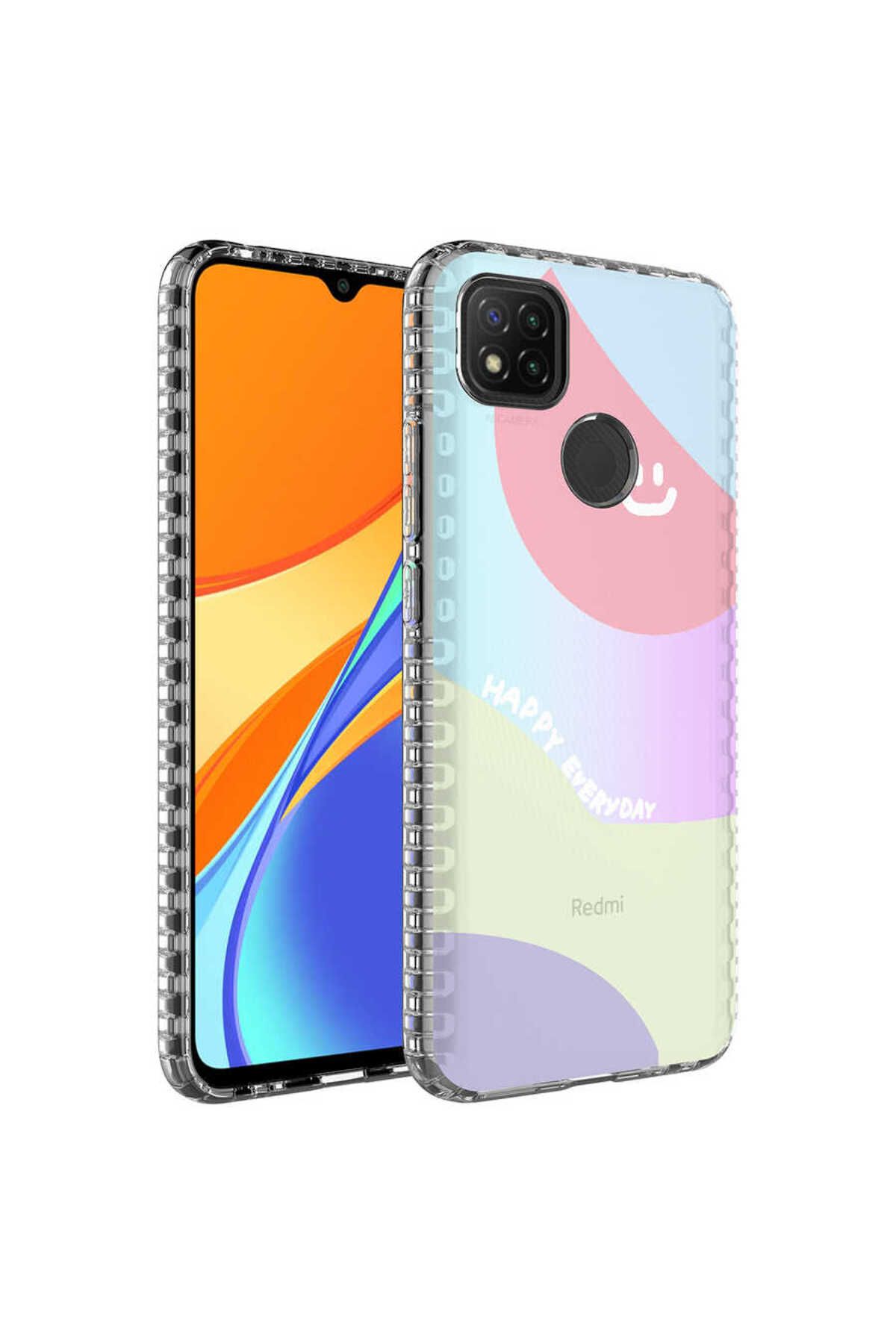 System Com Redmi 9C Kılıf Airbag Kenarlı Renkli Desenli Silikon SYS Elegans Kapak - NO7