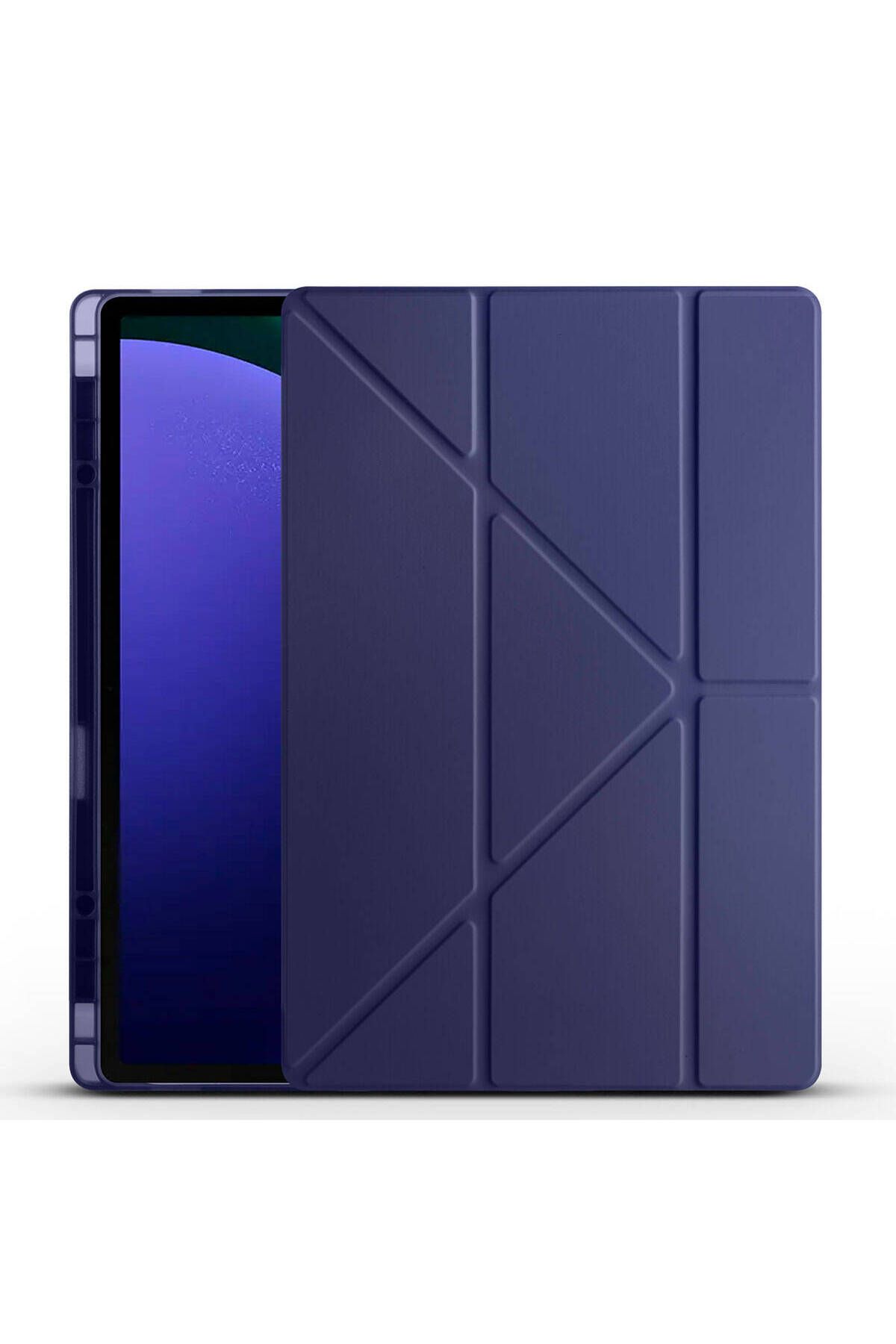 UMEYIR Galaxy Tab S9 Ultra Kılıf Uyumlu SYS Tri Folding Kalem Bölmeli Standlı Kılıf-Lacivert