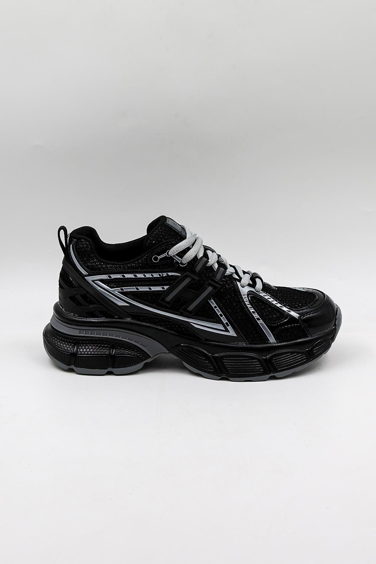 KRISTE BELL Parlak Desenli Sneaker Kadın Spor Ayakkabı Kb0038 Siyah
