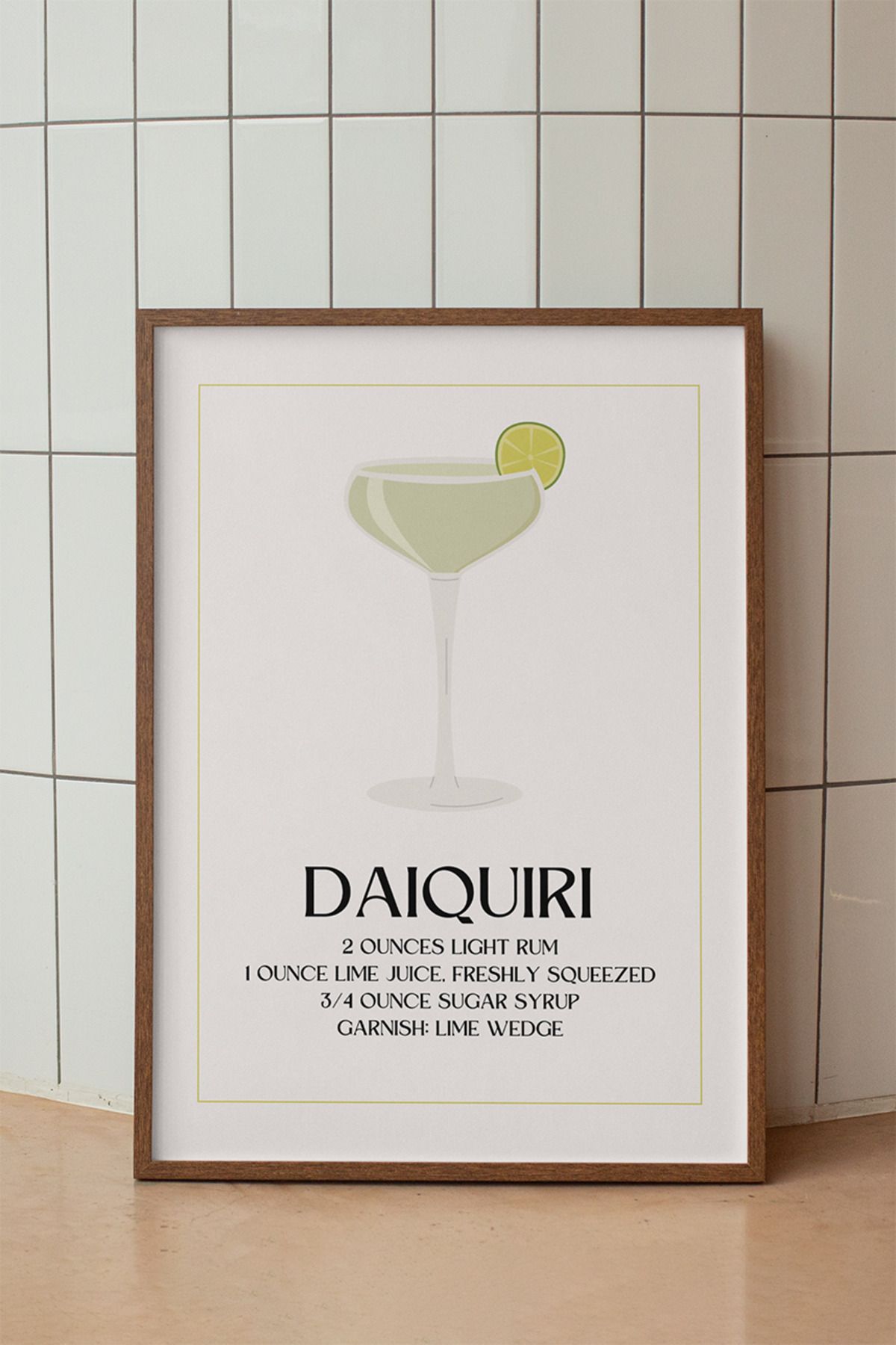 baselith Daiquiri Kokteyl Tarifi Posteri - Renkli Modern İçecek Mutfak Bar Duvar Dekoru - Çerçevesiz Baskı