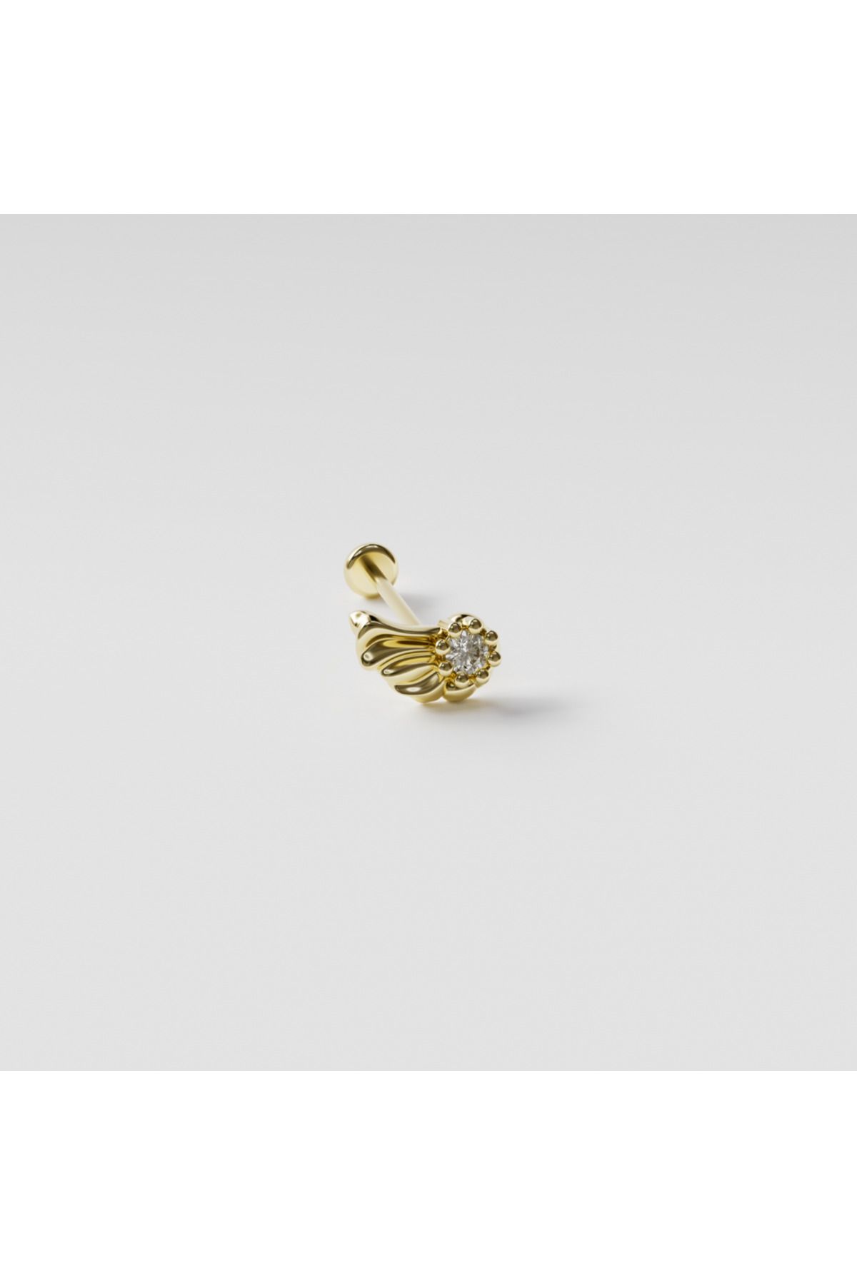DesignbyKairos 14 Ayar Altın Taşlı Kanat Piercing / Tragus, Helix