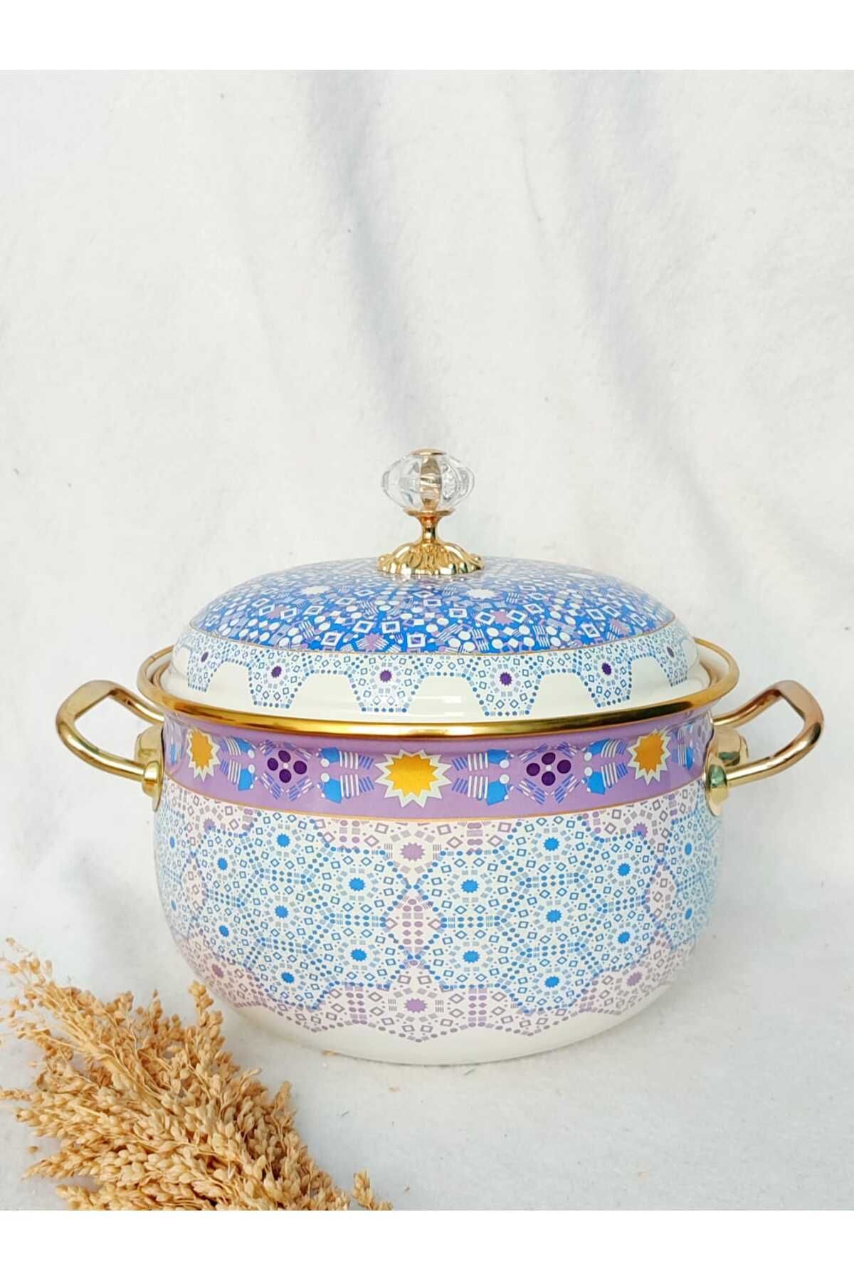 EBRULİEMAYE LİLA OTANTİK LUX EMAYE TENCERE 4 LİTRE 22 CM ÇAP SÜT YOĞURT ÇORBA GÜVEÇ TENCERESİ