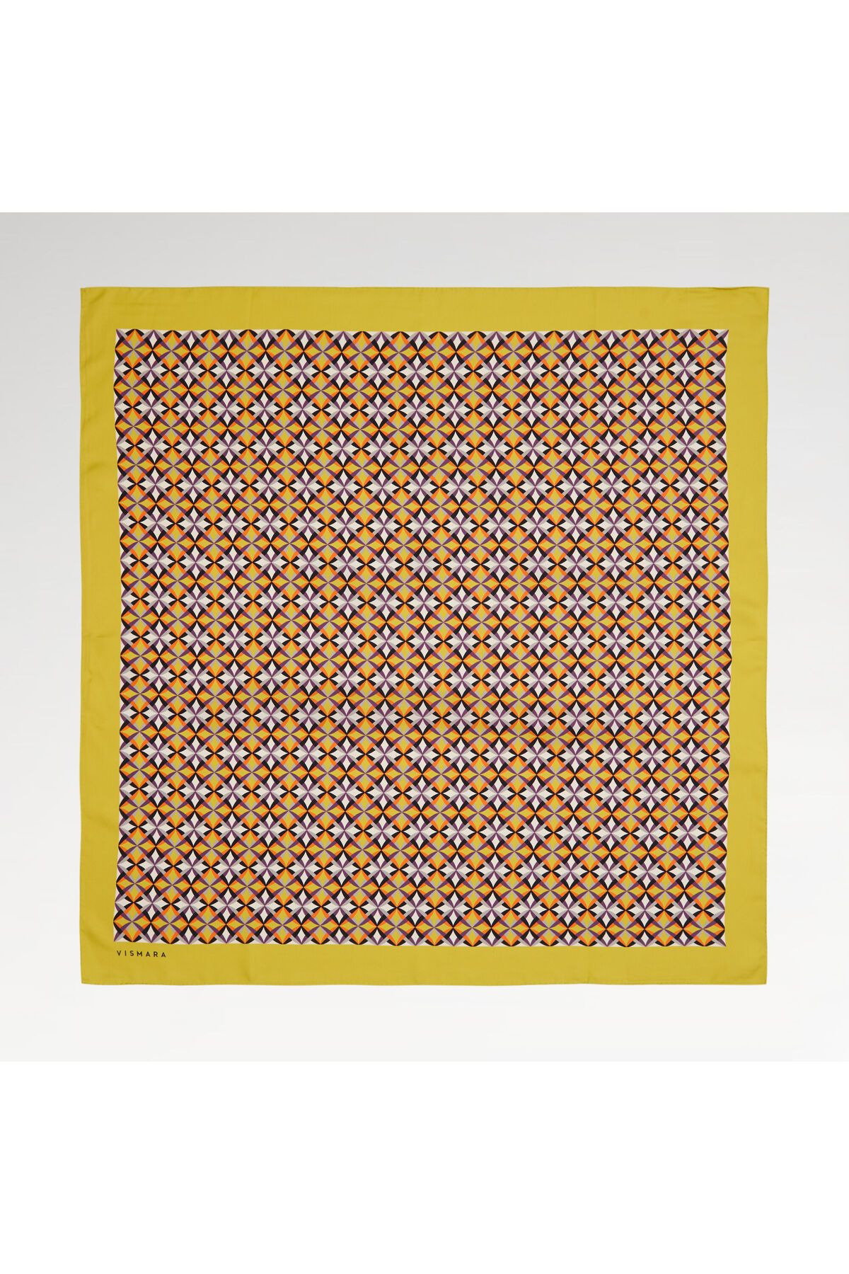 Vismara Sarı Diamond Line Retro Desen Twill İpek Eşarp