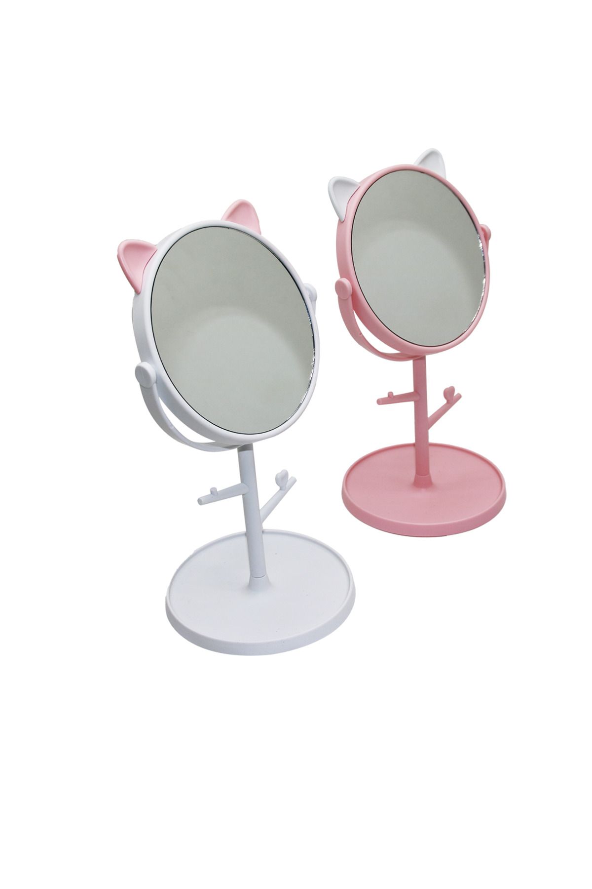 Emperium 6" - PLASTİK YUVARLAK - KULAKLI ORGANİZERLİ - TAKI ASKILI MAKYAJ AYNASI (5122)