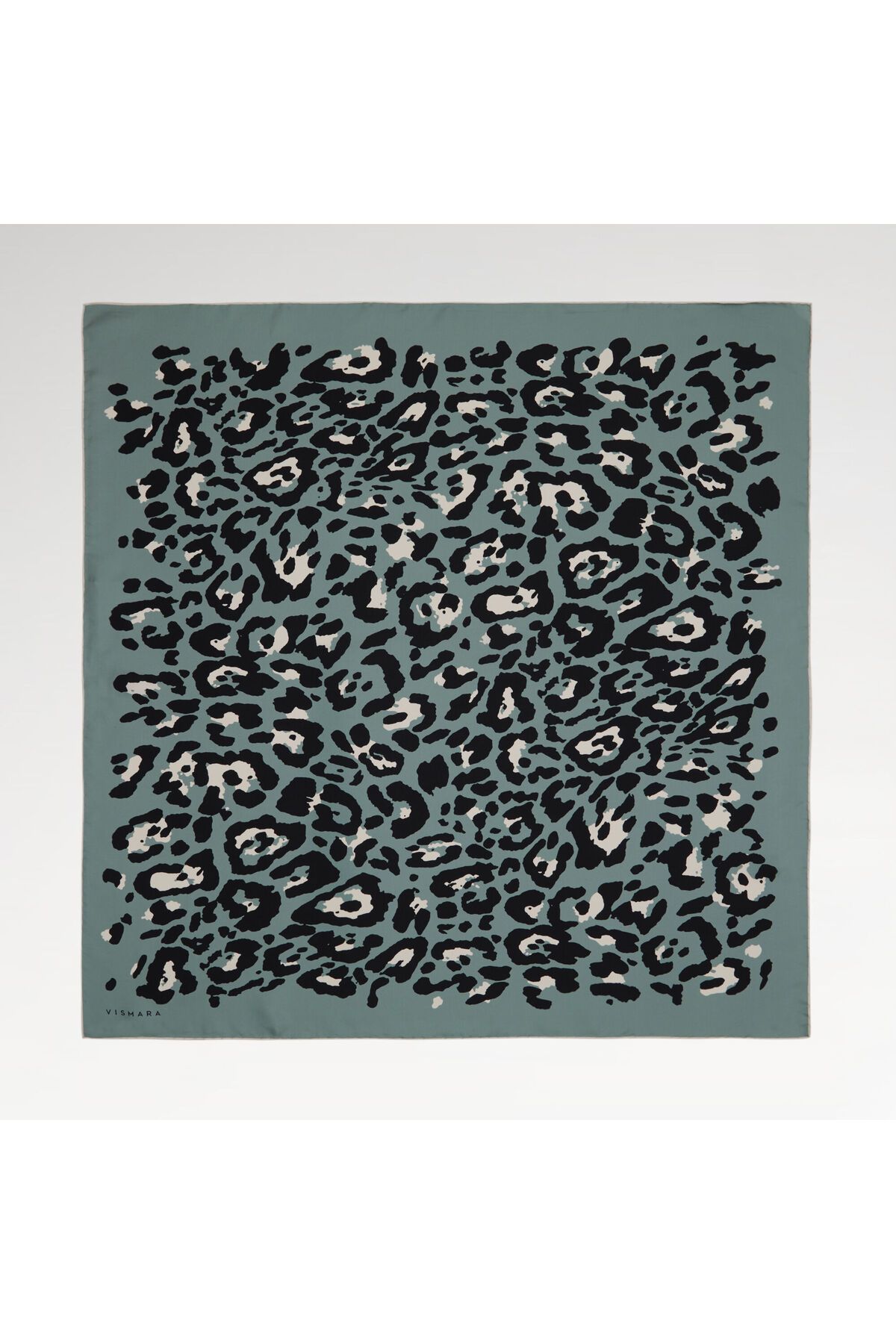 Vismara Yeşil Modern Leopar Desenli Twill İpek Eşarp