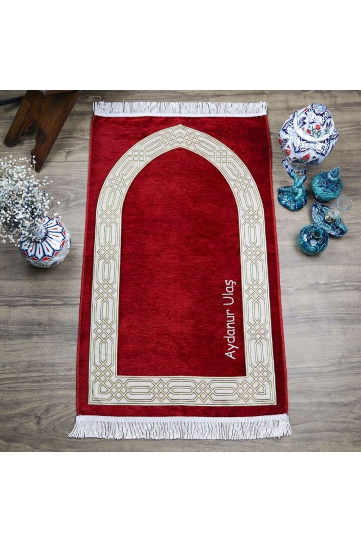 İkranur İsme Özel Seccade Payidar Bordo 65x115 cm - 320 gr