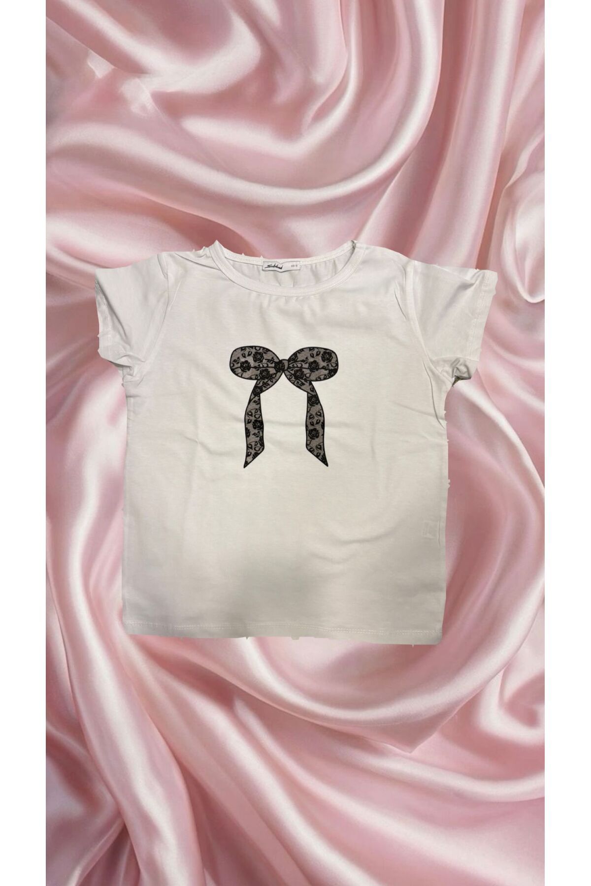 VibeGaia Dantel Fiyonk Crop Tshirt