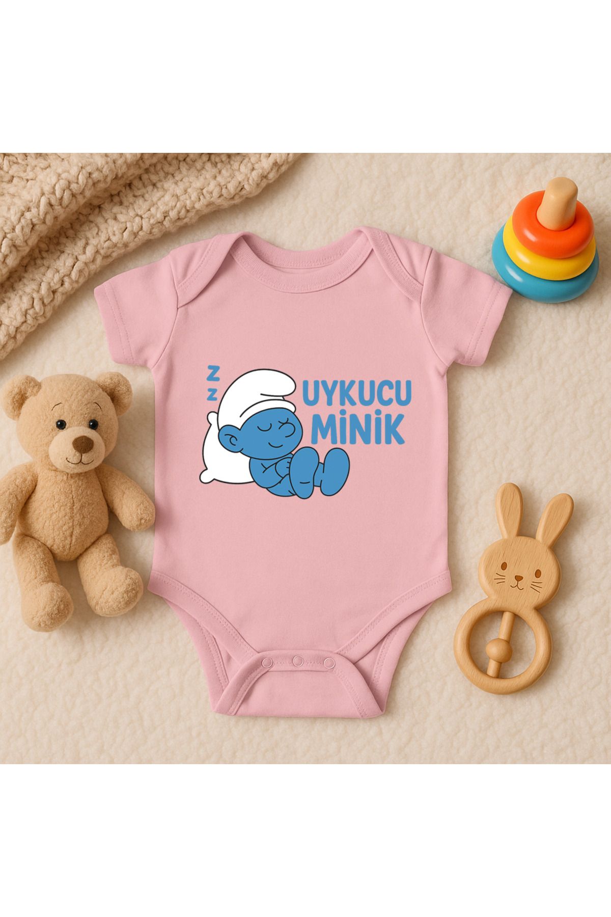 Magic Bravo %100 Pamuk Sevgililer Günü Hediyen Baskılı Pembe Bebek Çıtçıtlı Badi Zıbın Body