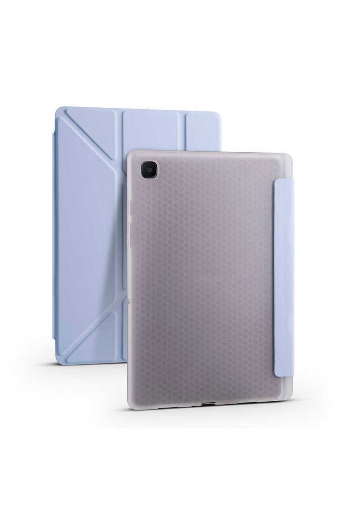 UMEYIR Galaxy Tab A7 10.4 T500 2020 Kılıf Uyumlu SYS Tri Folding Kalem Bölmeli Standlı Kılıf-Mavi