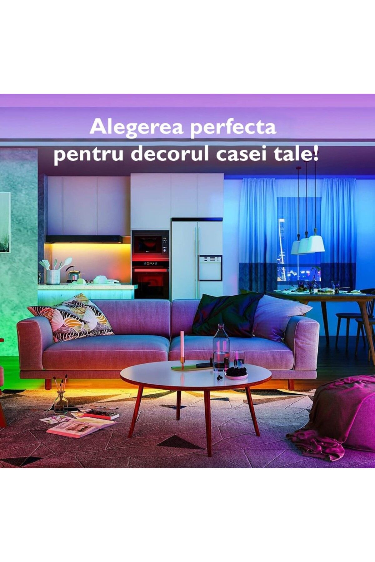 MaGeCa-Kit Banda Led 5050 Rgb, 10m, Control App/bluetooth/telecomanda, 12v, Multicolor 6