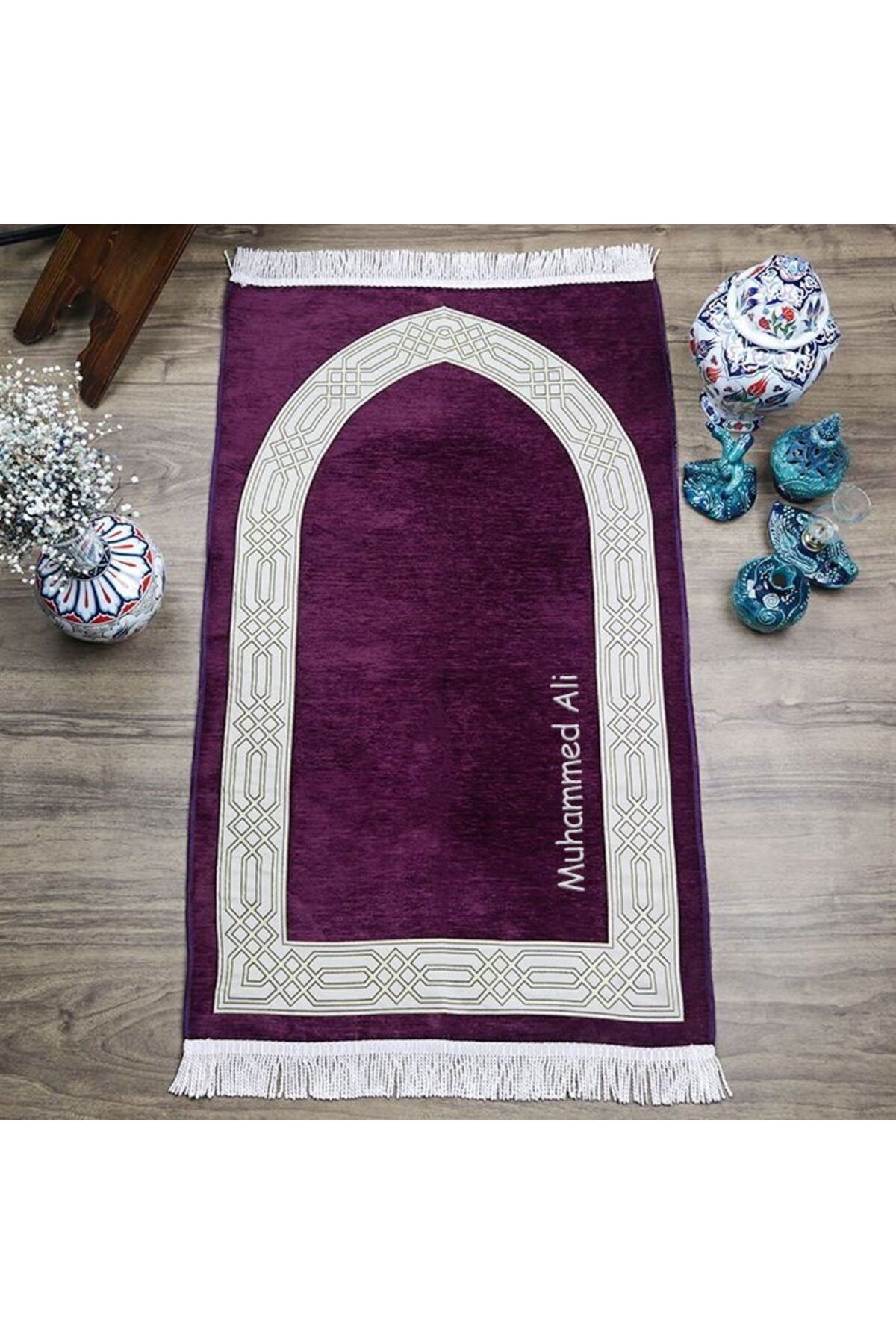 İkranur İsme Özel Seccade Payidar Mor 65x115 cm - 320 gr
