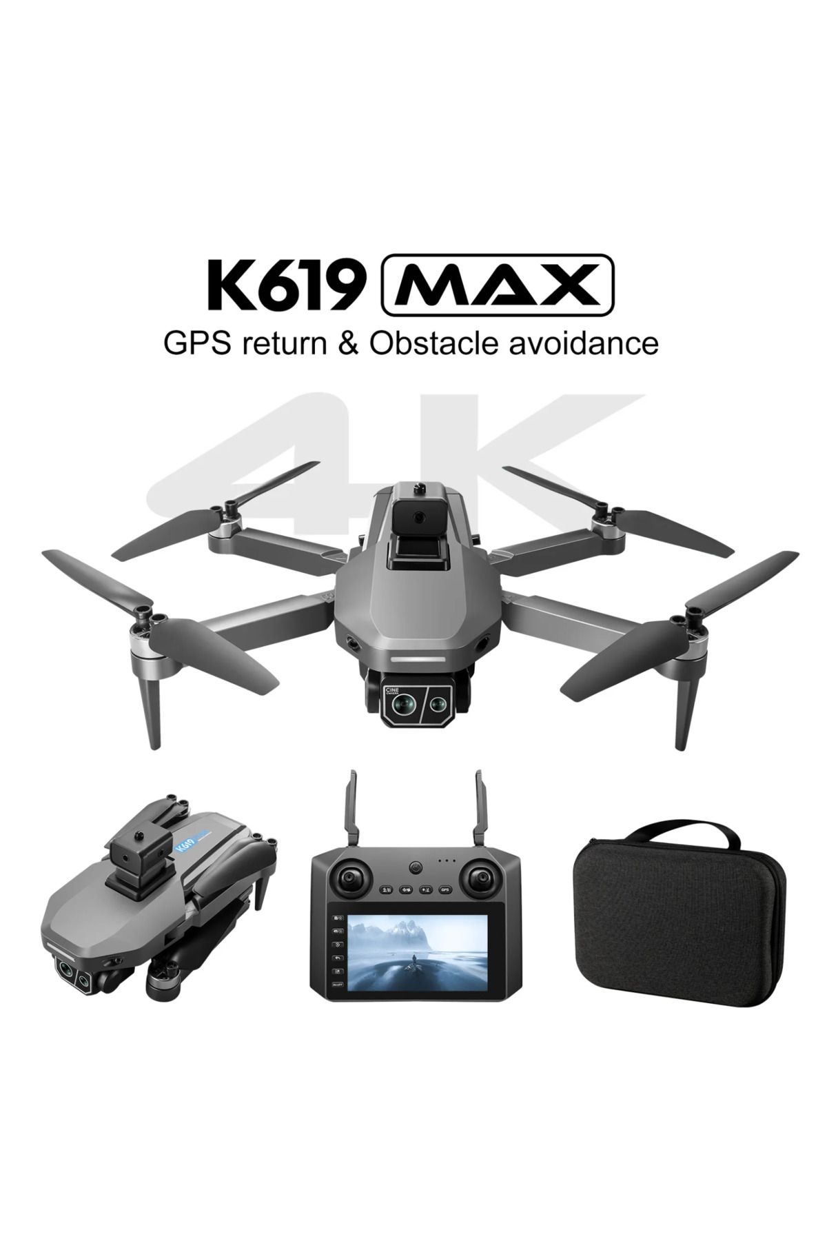SoundWave K619 Max Uzun Menzilli Çift Kamera Gps Ekranlı Kumandalı Drone 30 Dk Uçuş