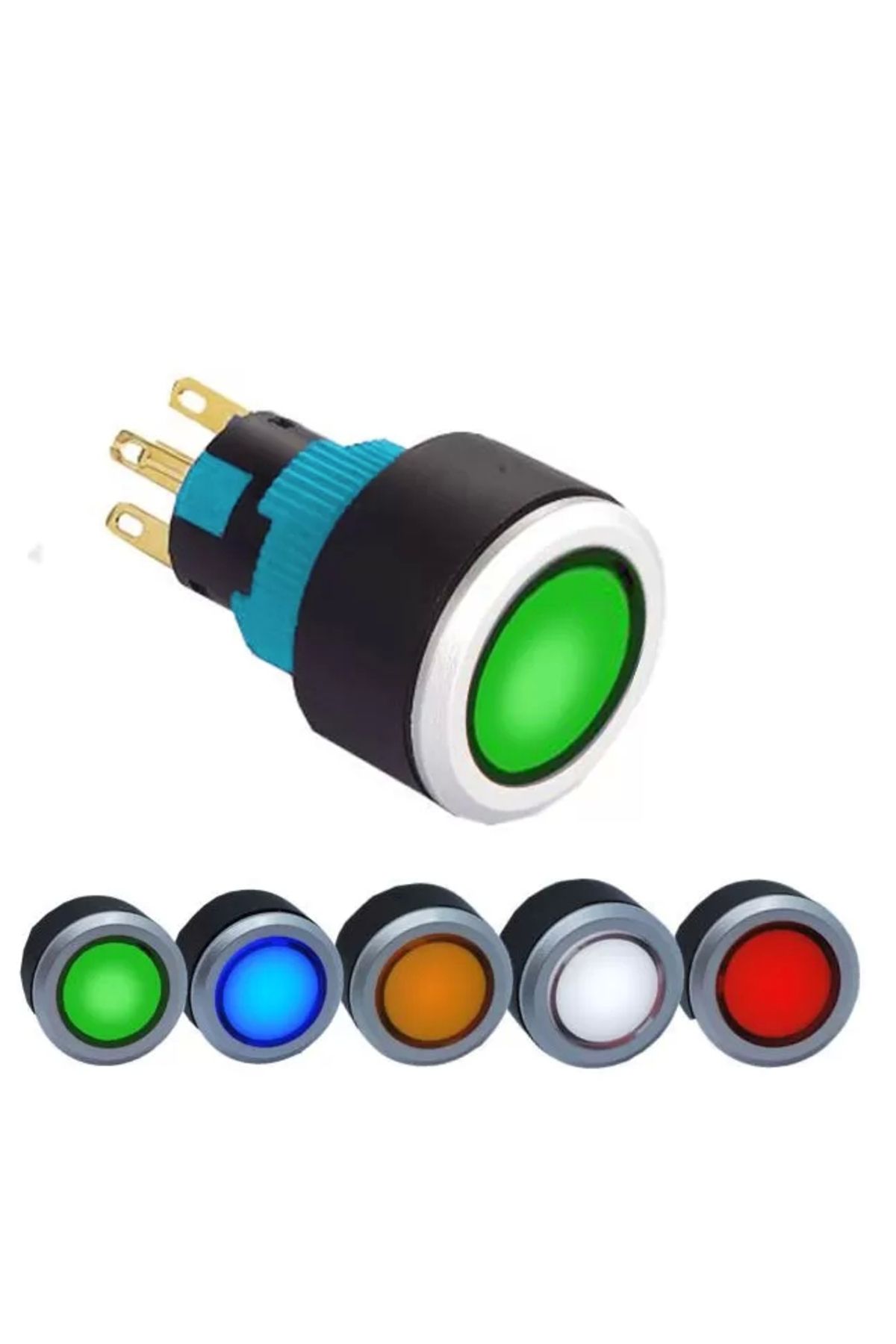 TIEE 16 - 22mm Işıklı Buton NO + NC Kilitli - YEŞİL