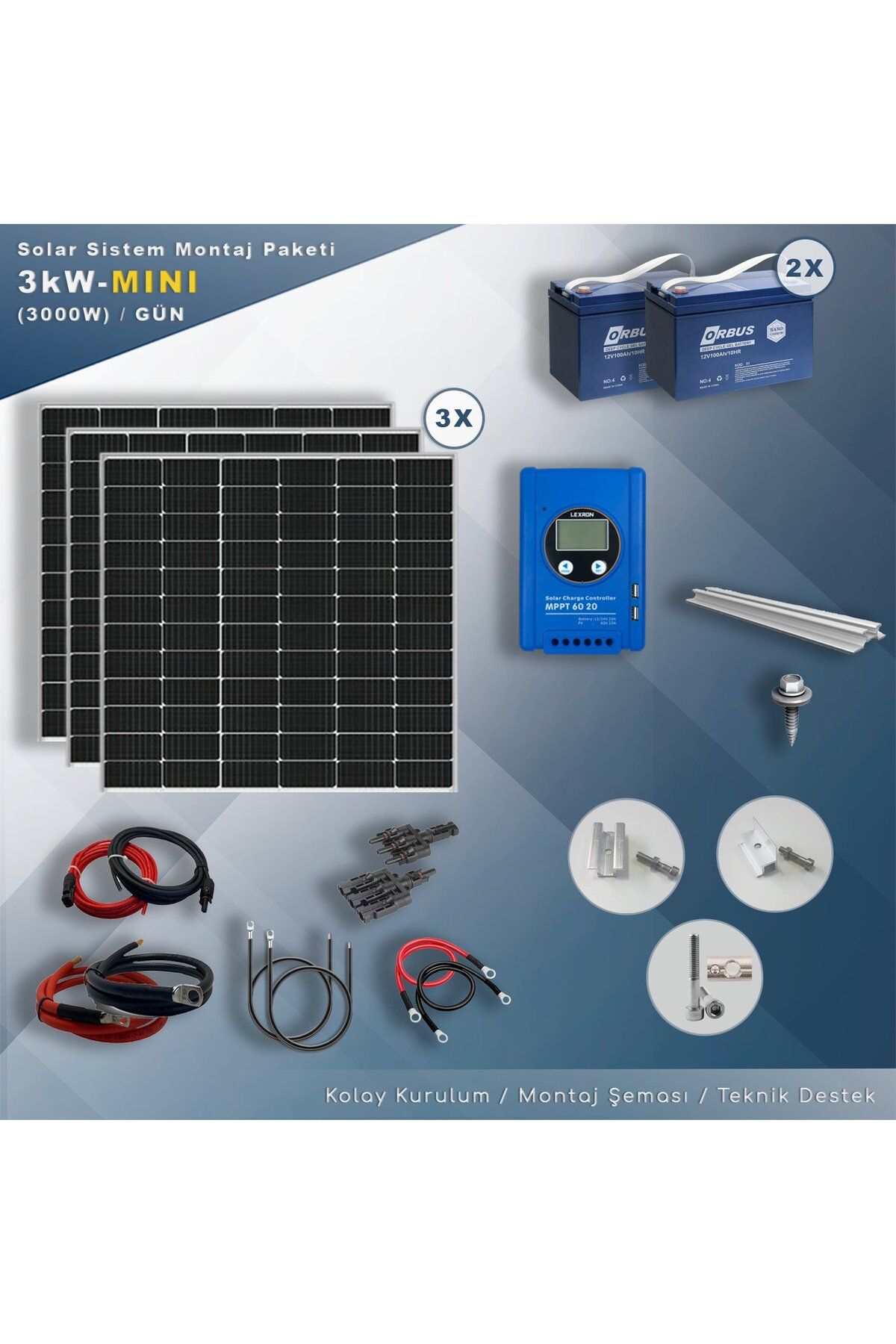 MAtech 3 kW MINI Solar Paket Sistem (3000W/Gün)