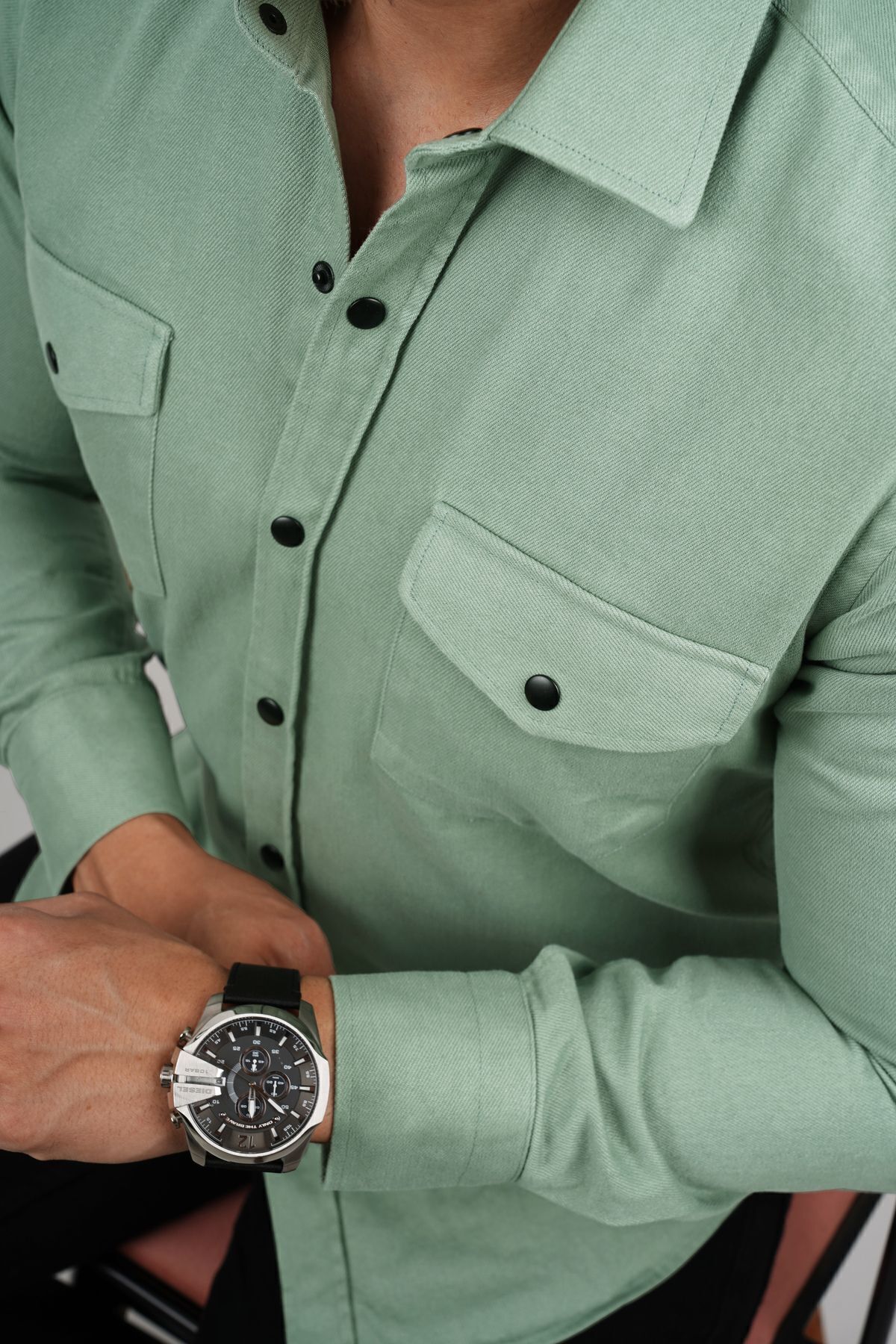 Etikmen-Aqua Green Slimfit Real Jeans Herrenhemd 2