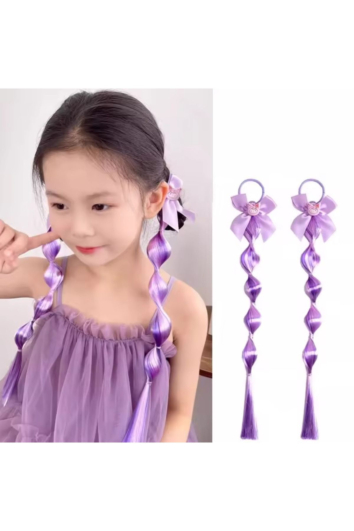 synshop Kuromi Kuromili Kedi 2Adet Cosplay Bubble Bonbon Balon Kurdele Detay Yapay Saç Postij Lastikli Toka