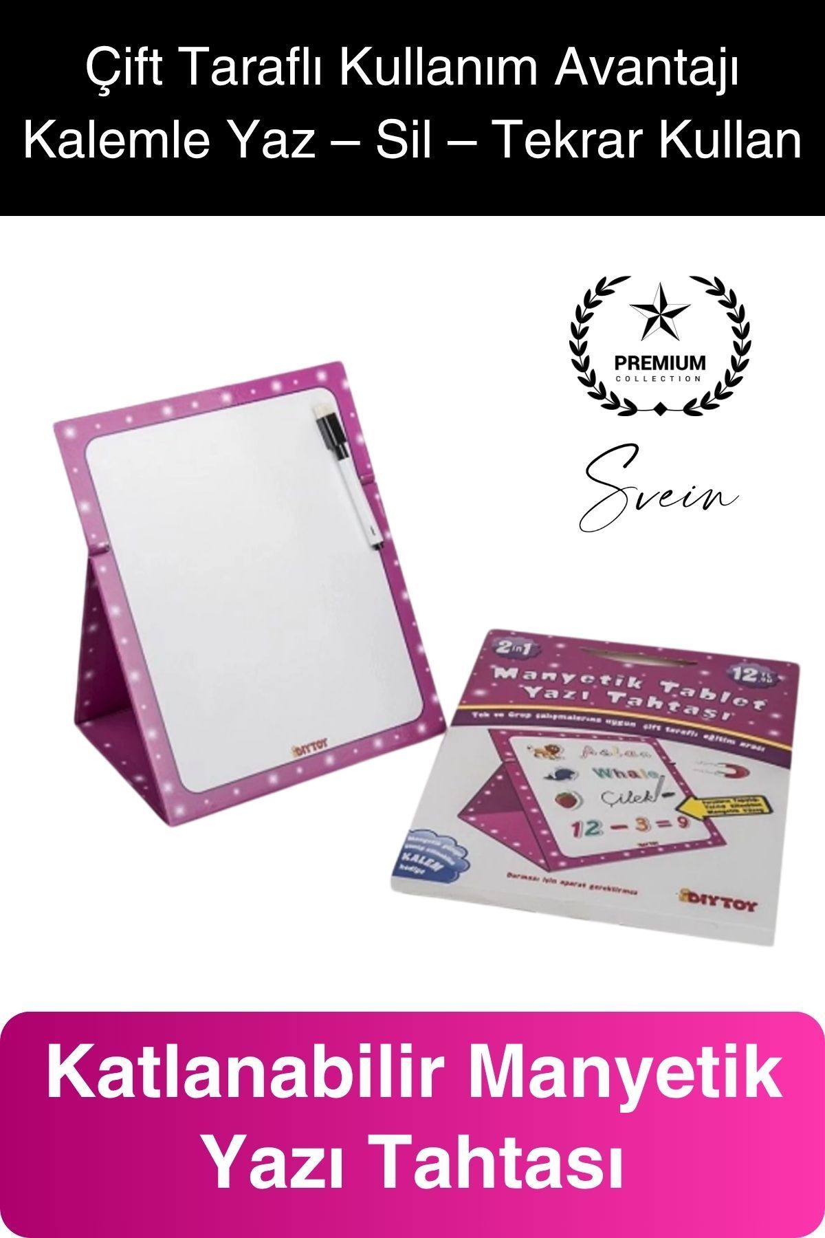 Svein Manyetik Tablet Yazı Tahtası Kalemli Yazılıp Silinebilen Çocuk Resim Kolayca Katlanır Eğitim Aracı