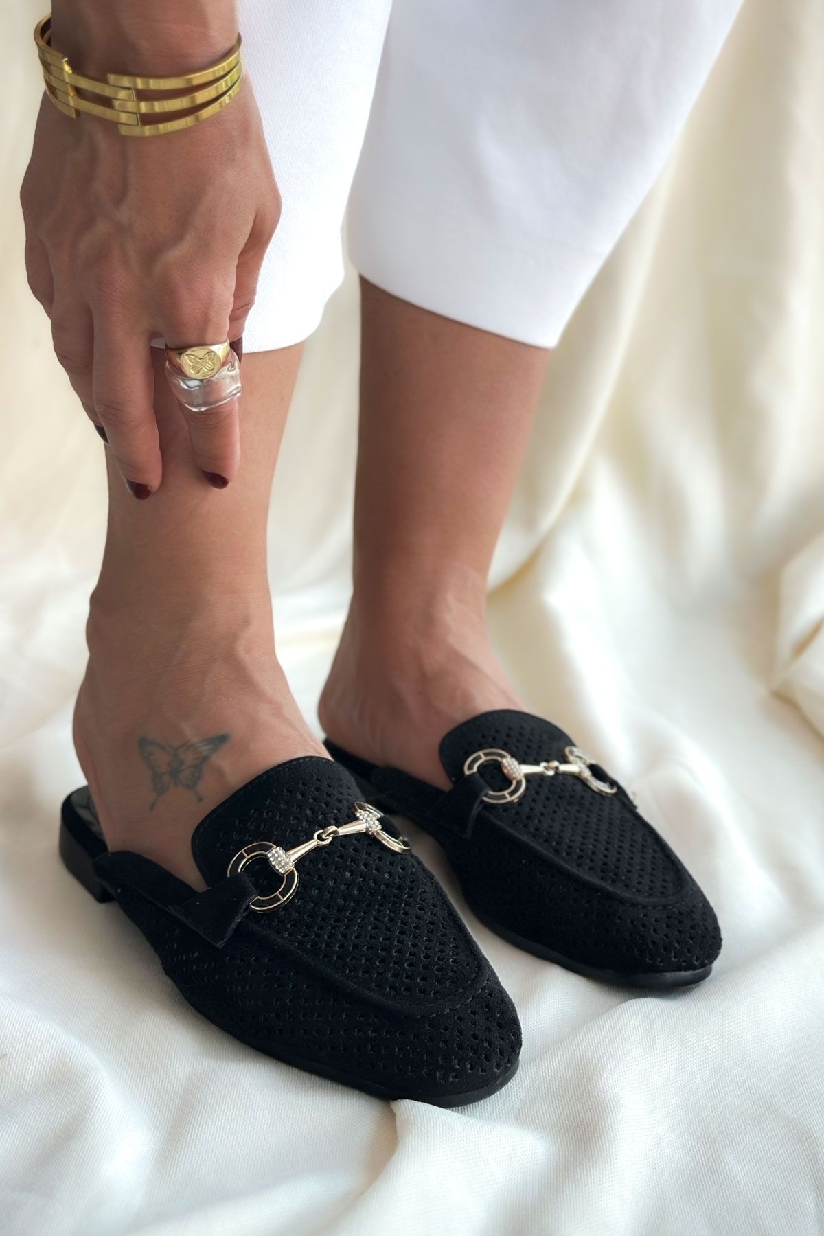 Shoebutik Capri Siyah Toka Detay Kadın Terlik