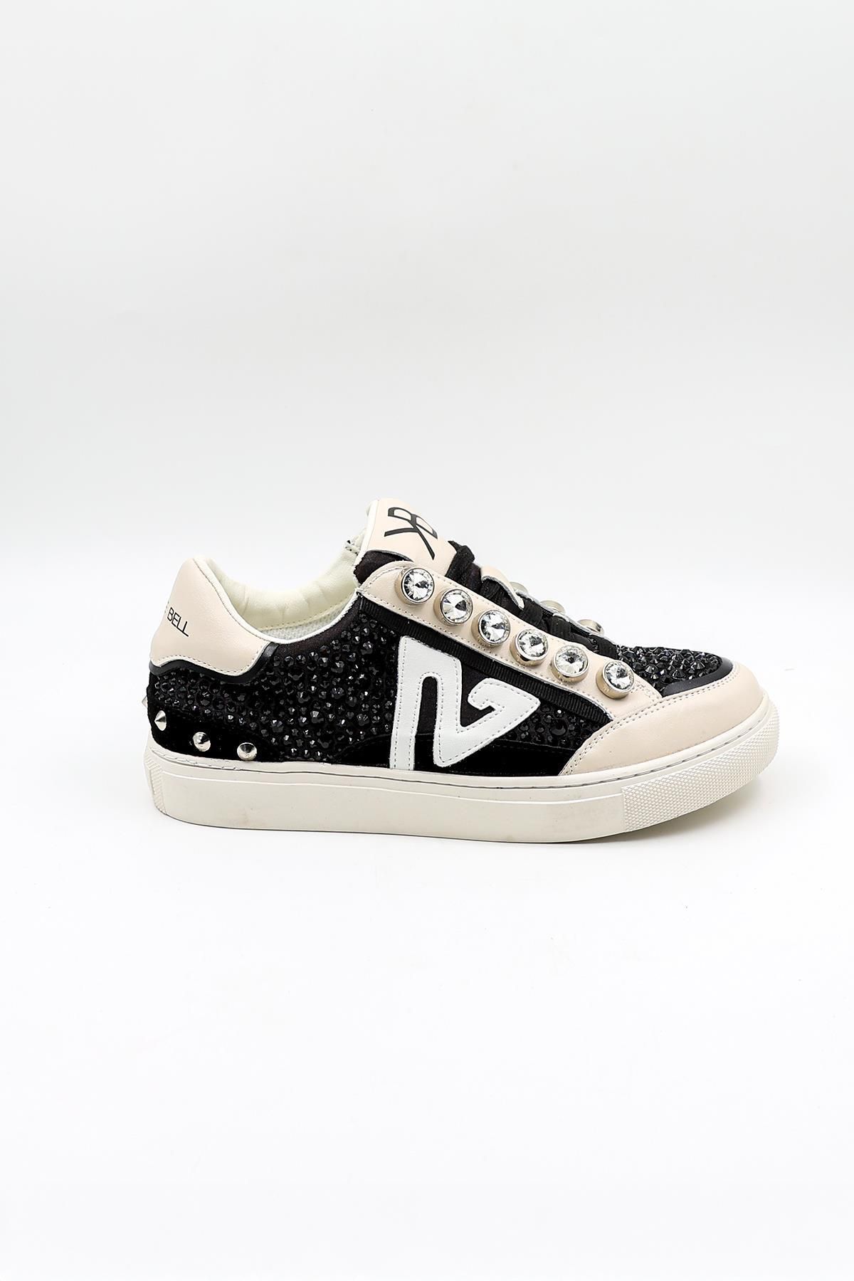 KRISTE BELL İthal Single Taşlı Model Kadın Sneakers Kb0043 Siyah