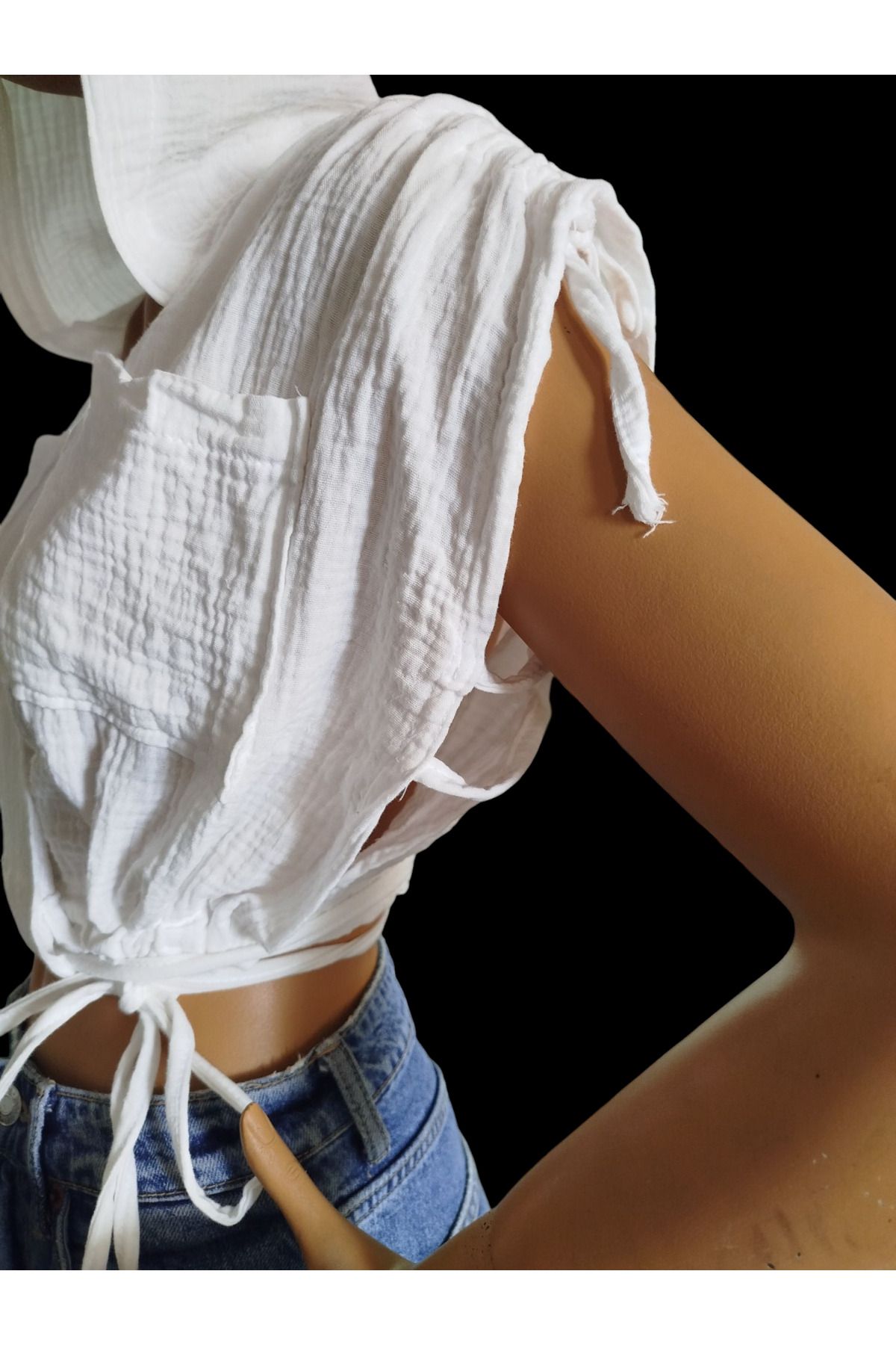 estewoman müslin kapşonlu crop