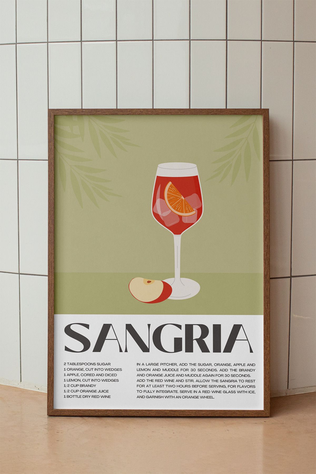 baselith Sangria Kokteyl Tarifi Posteri - Renkli Modern İçecek Mutfak Bar Duvar Dekoru - Çerçevesiz Baskı