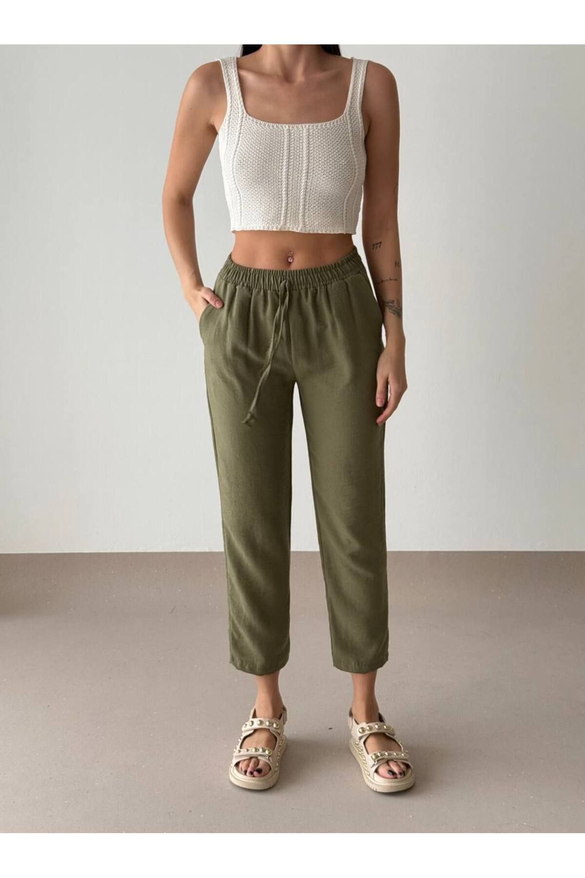 OYERGA MODA Kadın %100 pamuklu Pantolon