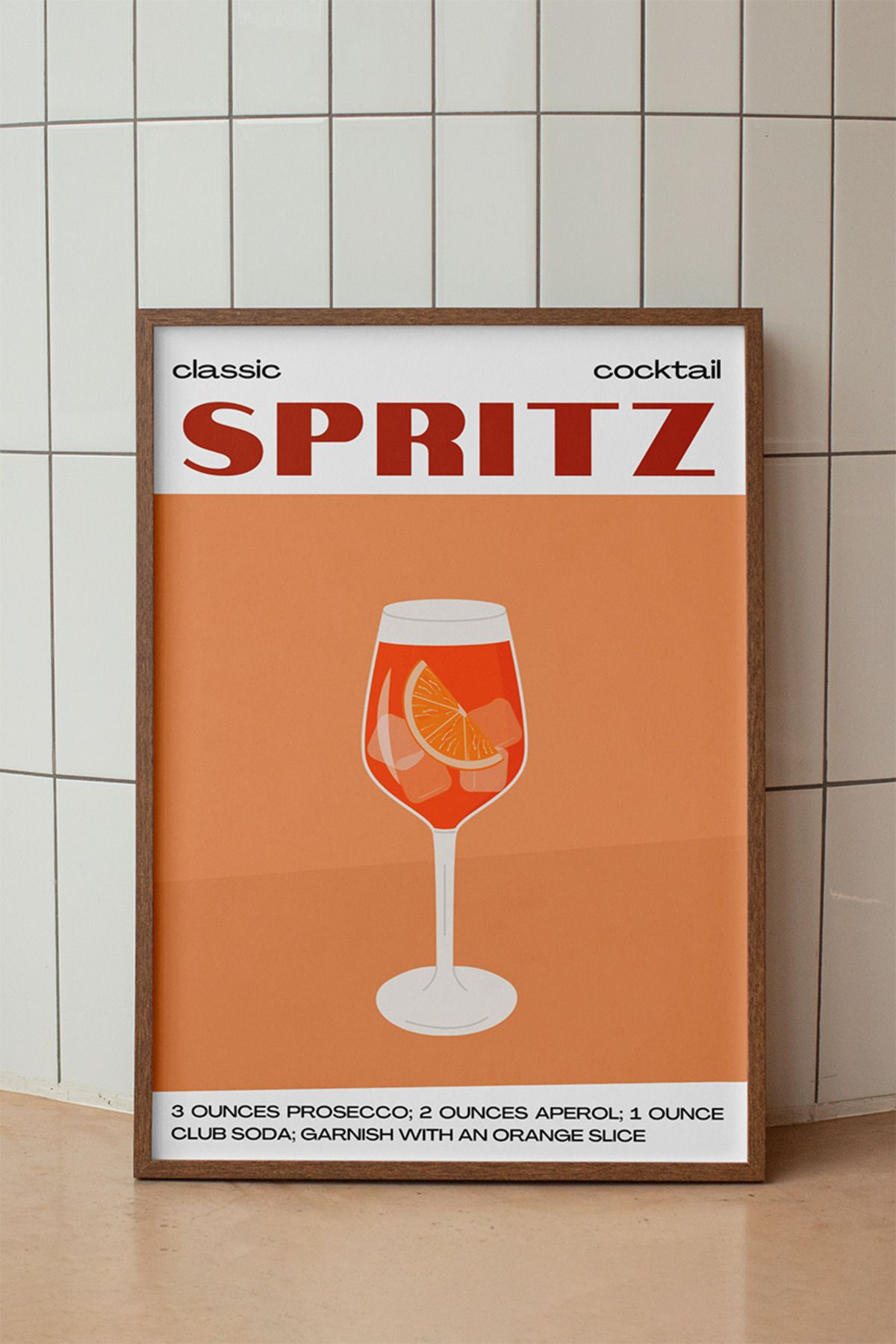 baselith Spritz Kokteyl Tarifi Posteri - Renkli Modern İçecek Mutfak Bar Duvar Dekoru - Çerçevesiz Baskı