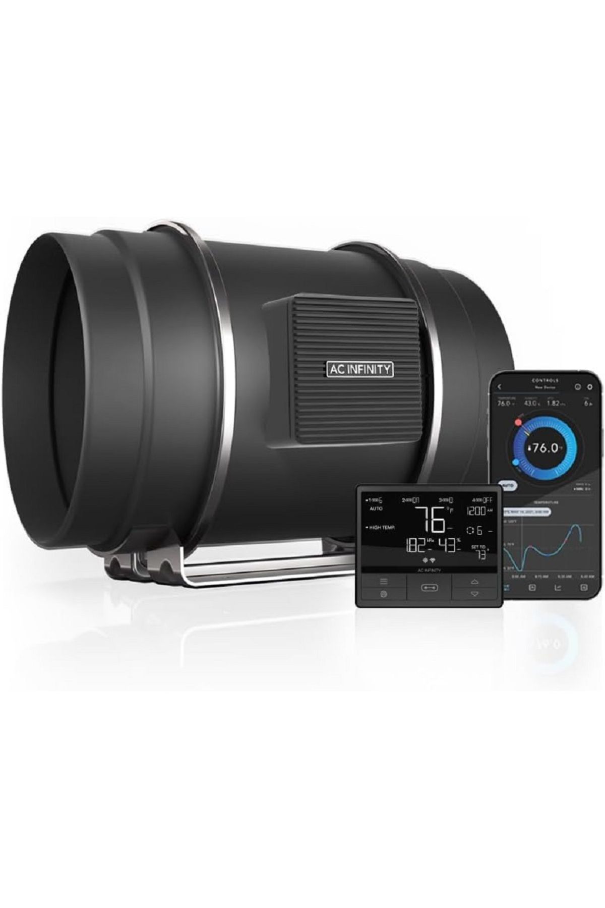 GÜMRÜK BEY AC Infinity PRO T8 8 İnç Sessiz Kanal İçi Fan Sıcaklık Nem VPD Kontrol Cihazı WiFi Uygulama Kontrolü