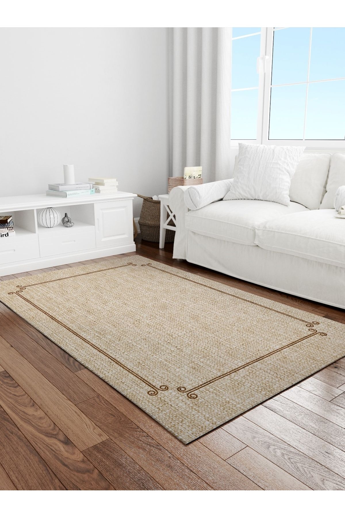 DERAS HOME Dijital Baskı Yıkanabilir Kaymaz Taban Salon Halısı Ve Yolluk