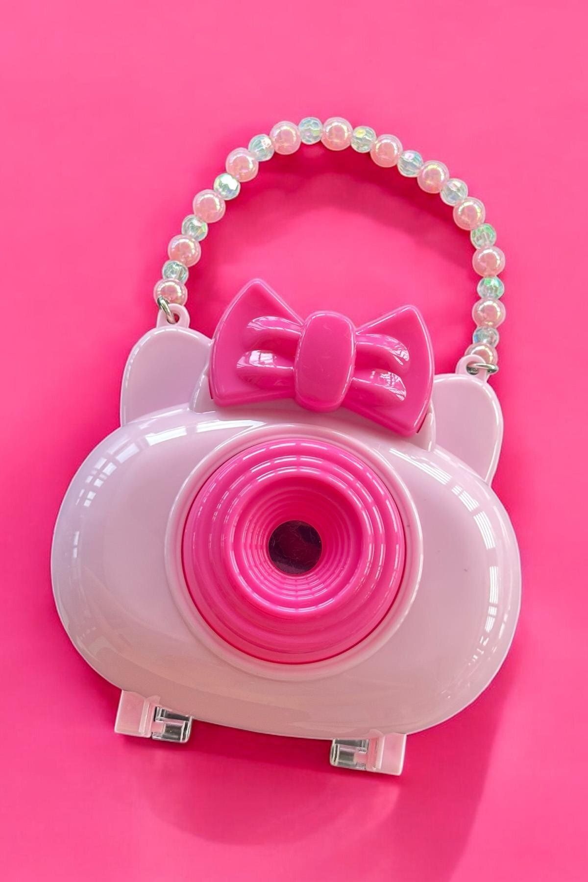 TAKIŞTIR Pembe Renk Kamera Figürlü Havlu Toka Set